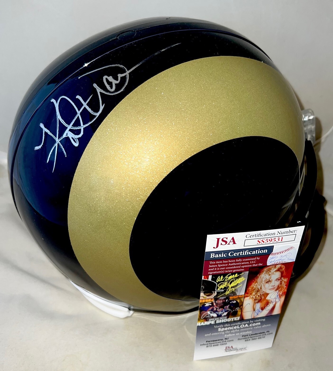 Kurt Warner signed St. Louis Rams Full Size Throwback helmet autographed JSA