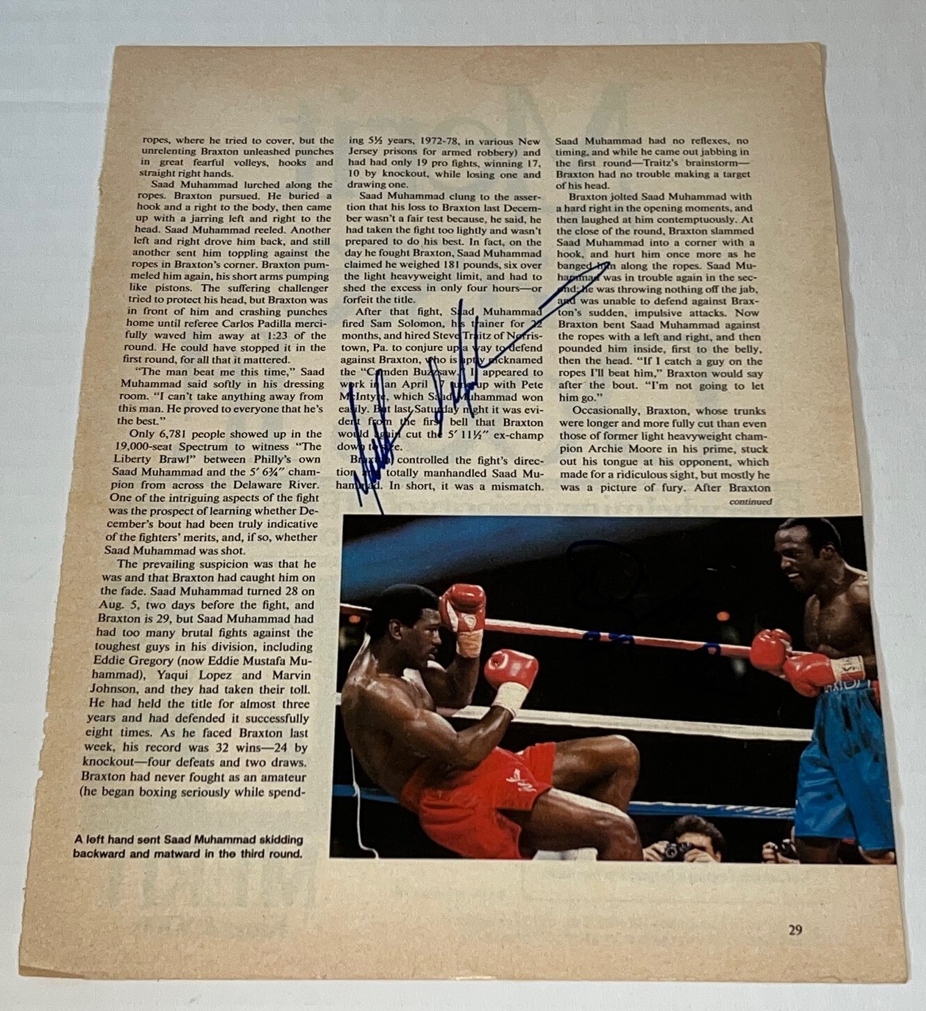Matthew Saad Muhammad & Dwight Muhammad Qawi signed Boxing Magazine Page 2