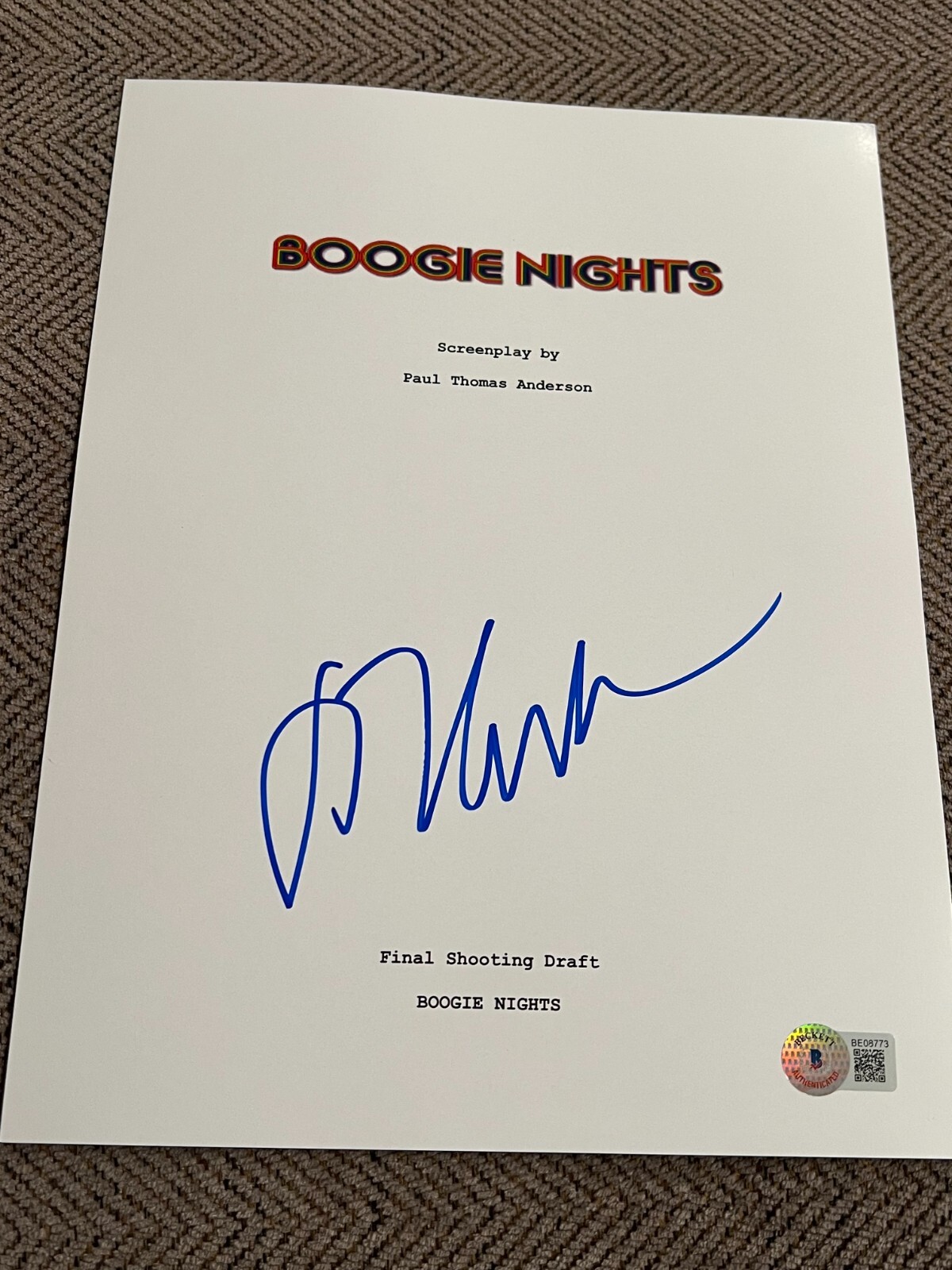 PAUL THOMAS ANDERSON SIGNED MOVIE SCRIPT BOOGIE NIGHTS BECKETT BAS COA AUTO D