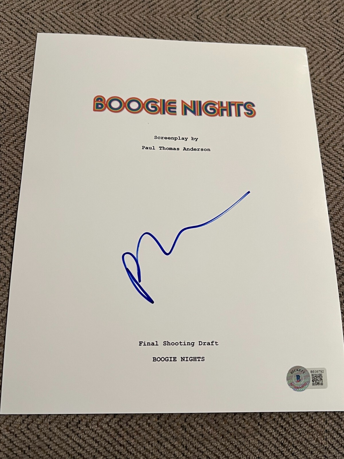 PAUL THOMAS ANDERSON SIGNED AUTOGRAPH MOVIE SCRIPT BOOGIE NIGHTS BECKETT BAS X3