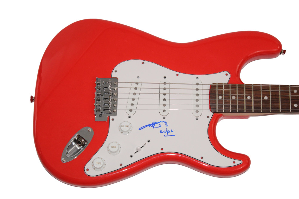 ANGUS YOUNG SIGNED AUTOGRAPH RED FENDER ELECTRIC GUITAR HIGHWAY TO HELL JSA COA