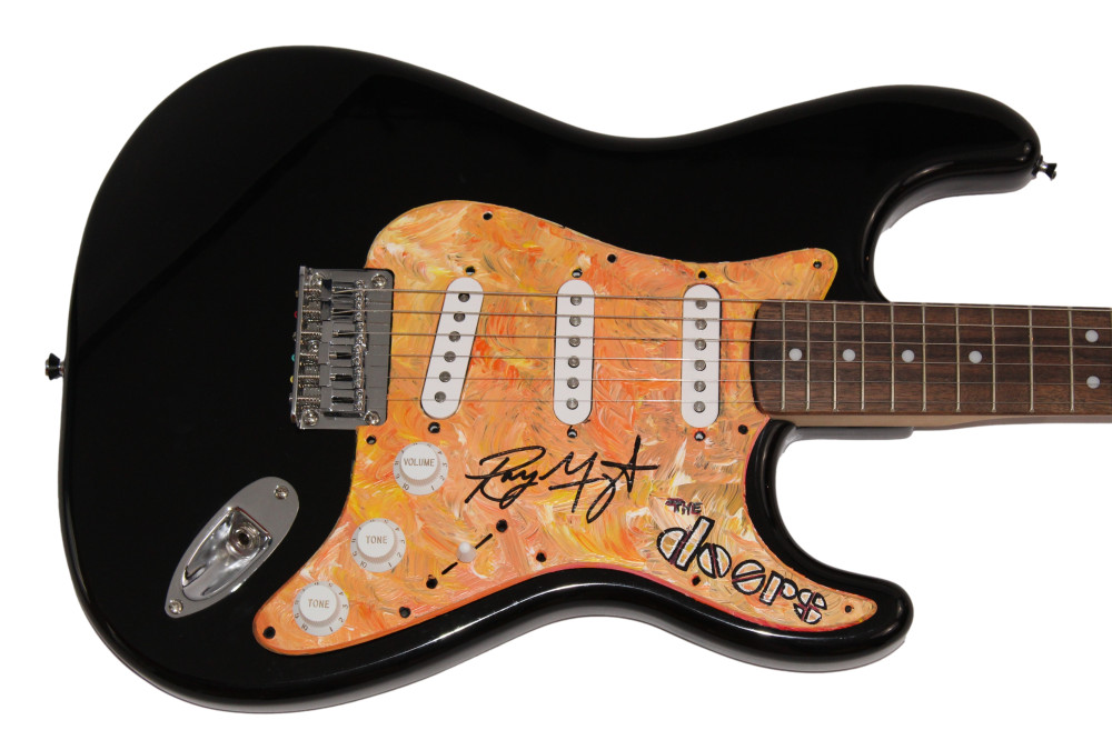 RAY MANZAREK SIGNED AUTOGRAPH PAINTED FENDER ELECTRIC GUITAR THE DOORS JSA COA