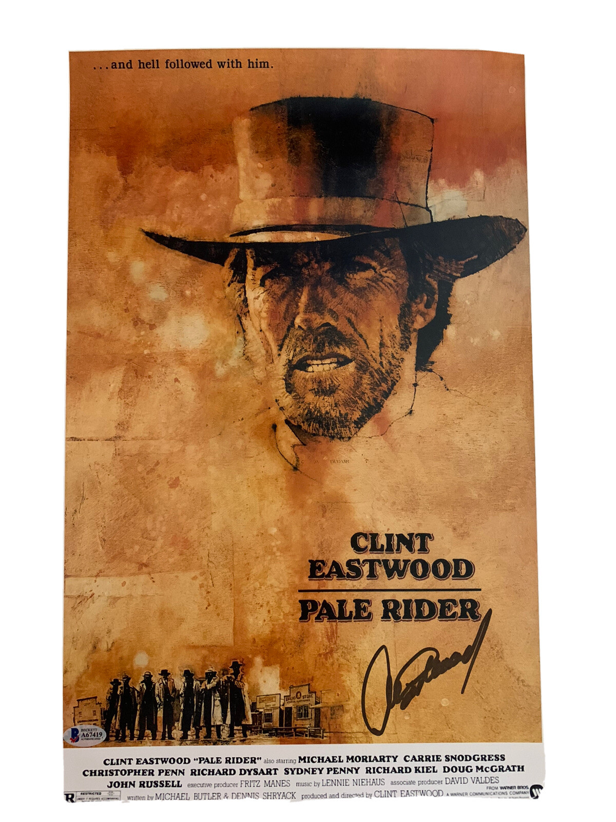 Clint Eastwood Pale Rider Signed Autograph 12x18 Poster Photo BAS Certified