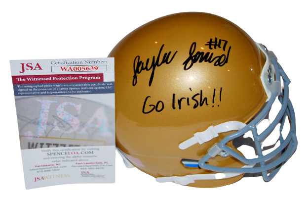JAYLEN SNEED signed (NOTRE DAME FIGHTING IRISH) Schutt Go Irish mini helmet JSA