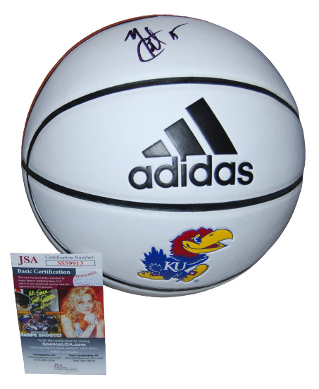 MARIO CHALMERS signed (KANSAS JAYHAWKS) F/S logo basketball JSA COA SS59913