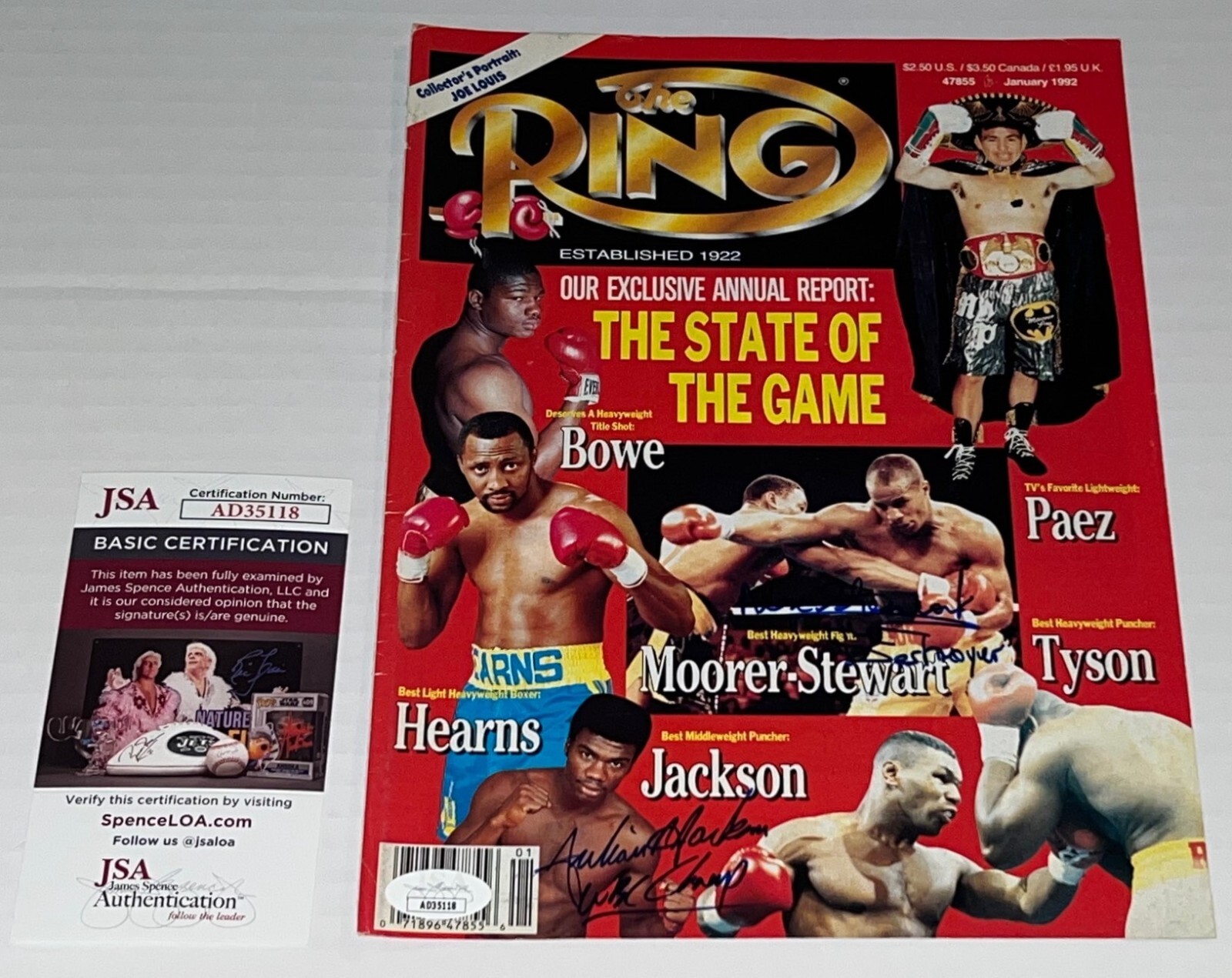 Julian Jackson & Alex Stewart signed Boxing Magazine Page autographed JSA