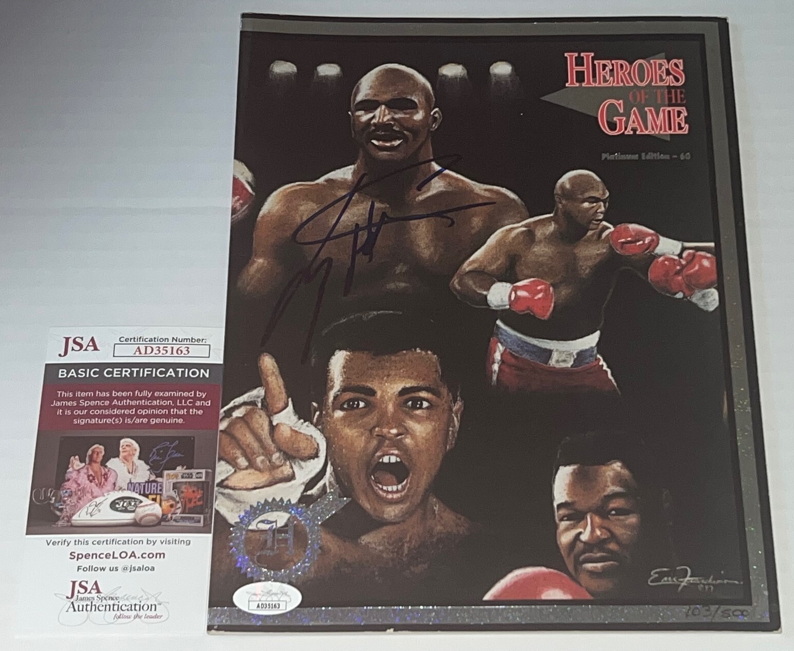 Larry Holmes signed Heroes of the Game Magazine autographed Boxing Champ JSA