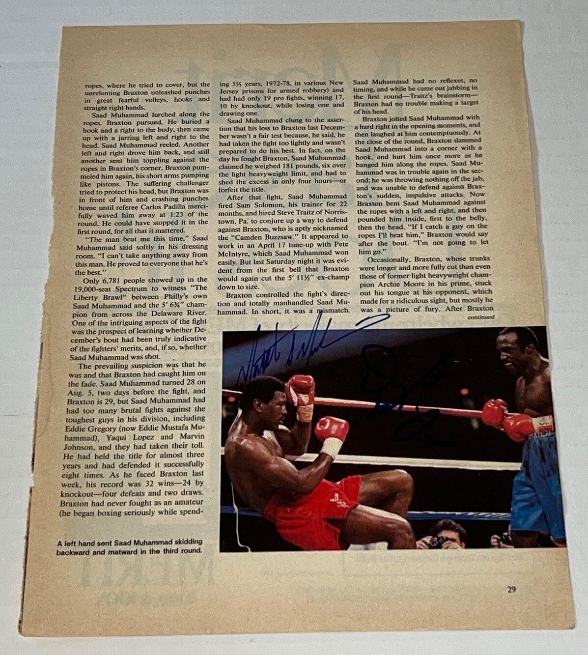 Matthew Saad Muhammad & Dwight Muhammad Qawi signed Boxing Magazine Page 3