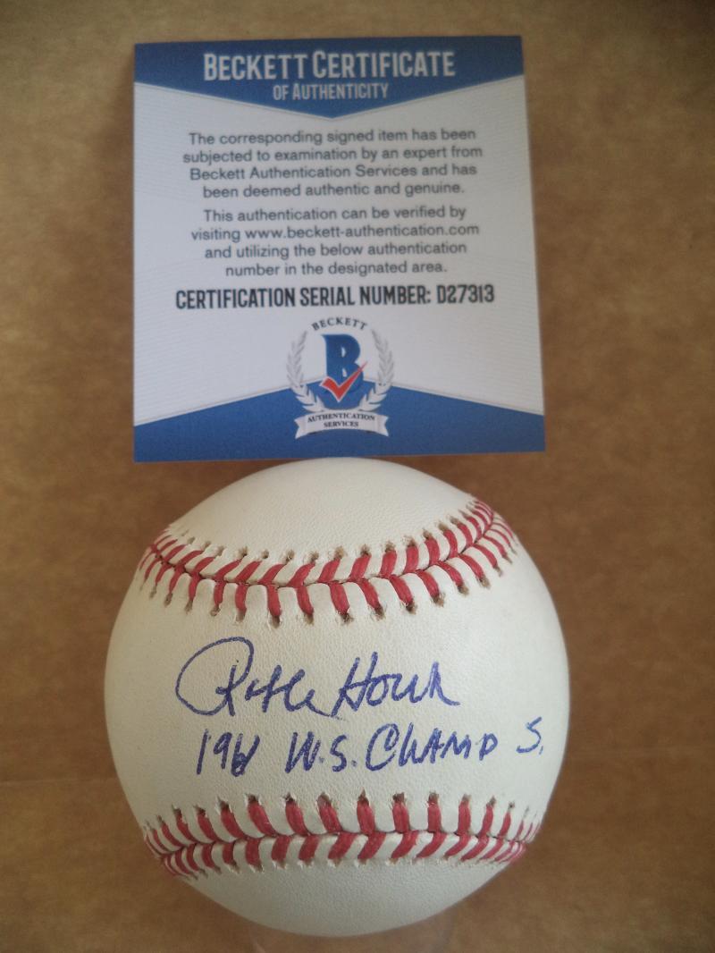 RALPH HOUK 1961-62 WS CHAMPS YANKEES SIGNED AUTO A.L. BASEBALL BECKETT D27313