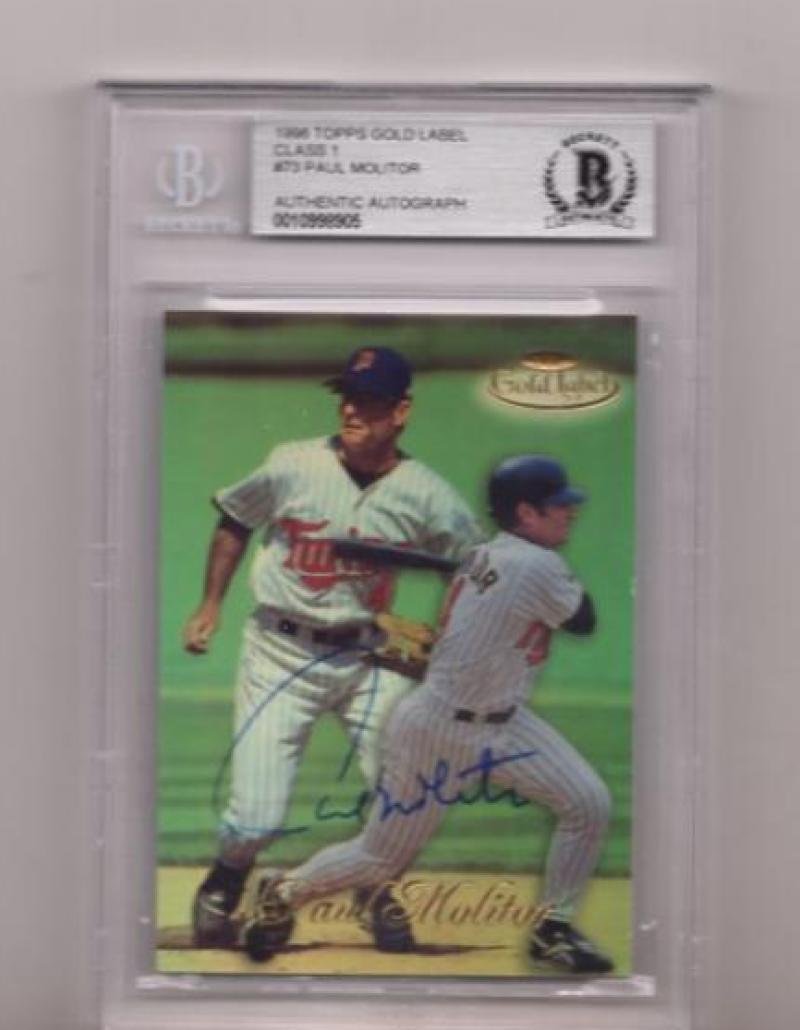 1996 TOPPS GOLD LABEL CLASS 1 PAUL MOLITOR SIGNED CARD BECKETT AUTHENTIC AUTO
