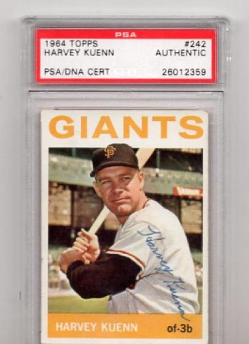 1964 TOPPS HARVEY KUENN #242 PSA/DNA AUTHENTIC AUTO DECEASED