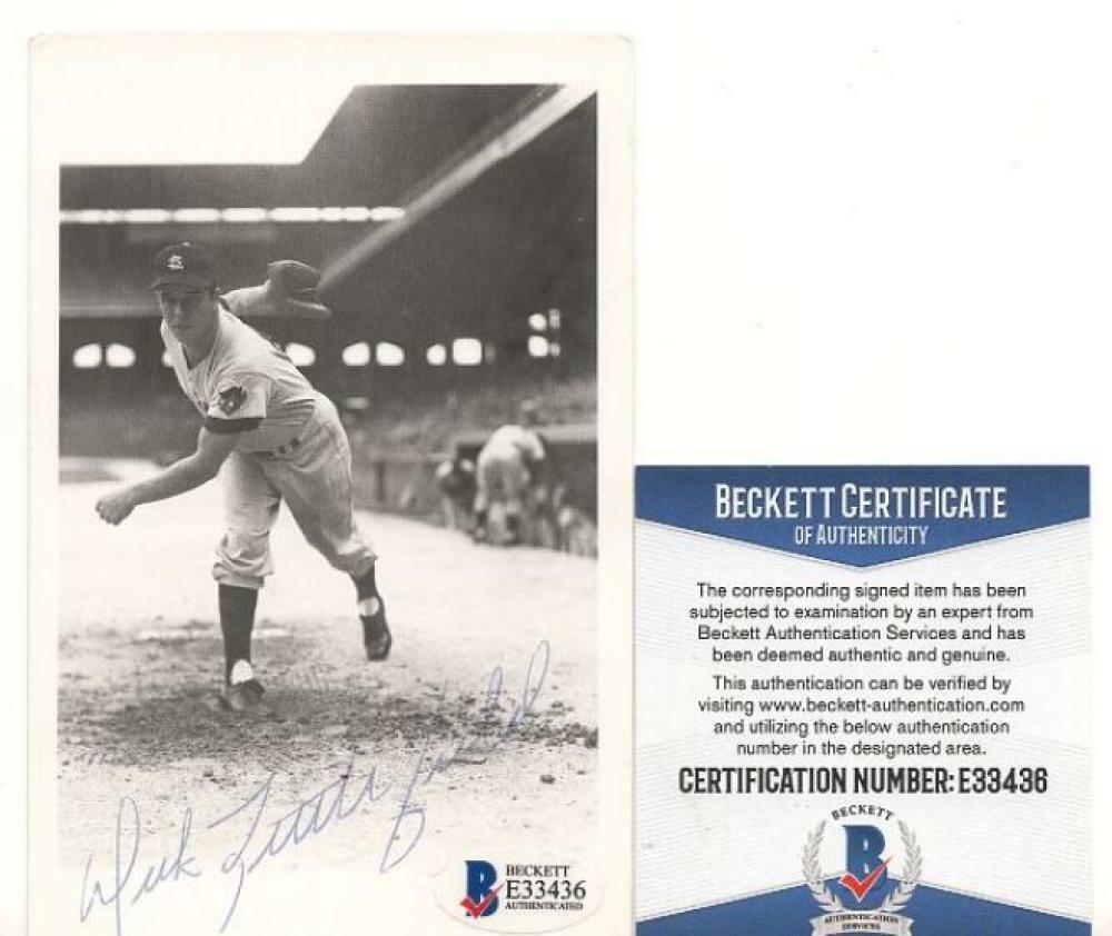 DICK LITTLEFIELD ST. LOUIS CARDINALS AUTOGRAPHED POSTCARD VINTAGE BECKETT E33436