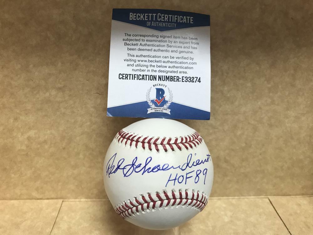 RED SCHOENDIENST HOF 89 CARDINALS/BRAVES SIGNED M.L. BASEBALL BECKETT E33274