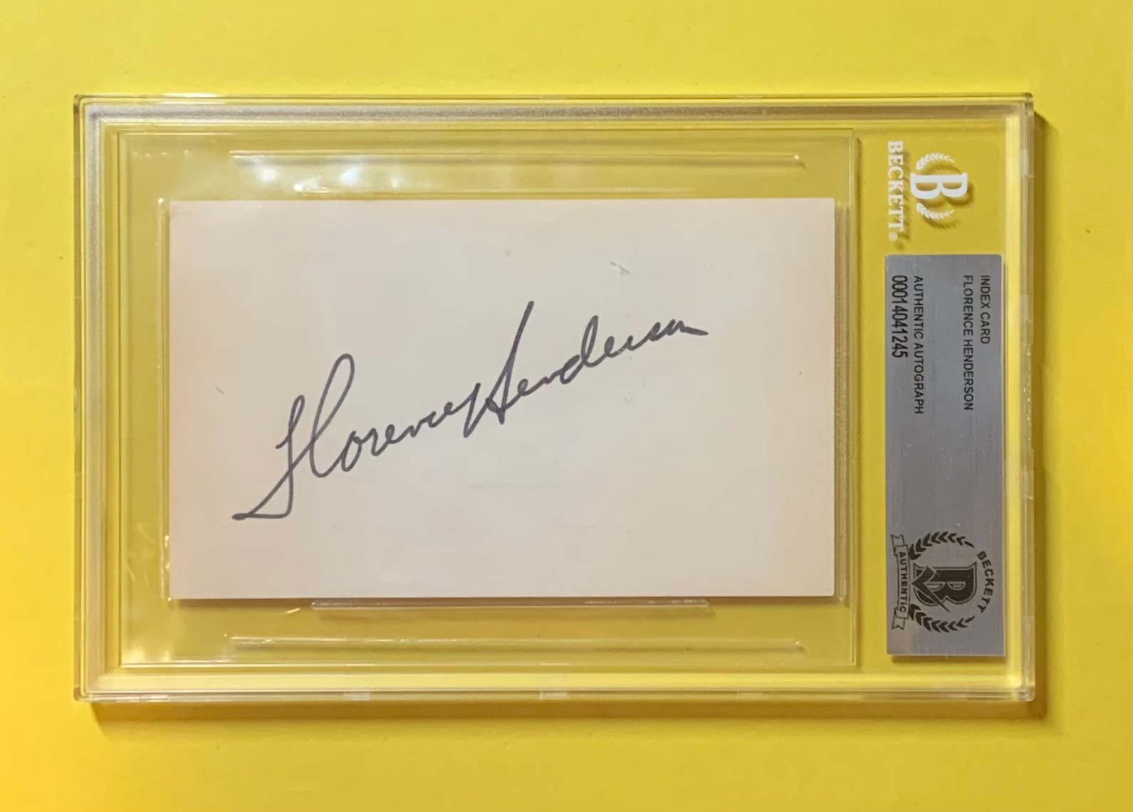 FLORENCE HENDERSON BRADY BUNCH DECEASED SIGNED AUTHENTIC INDEX CARD BECKETT