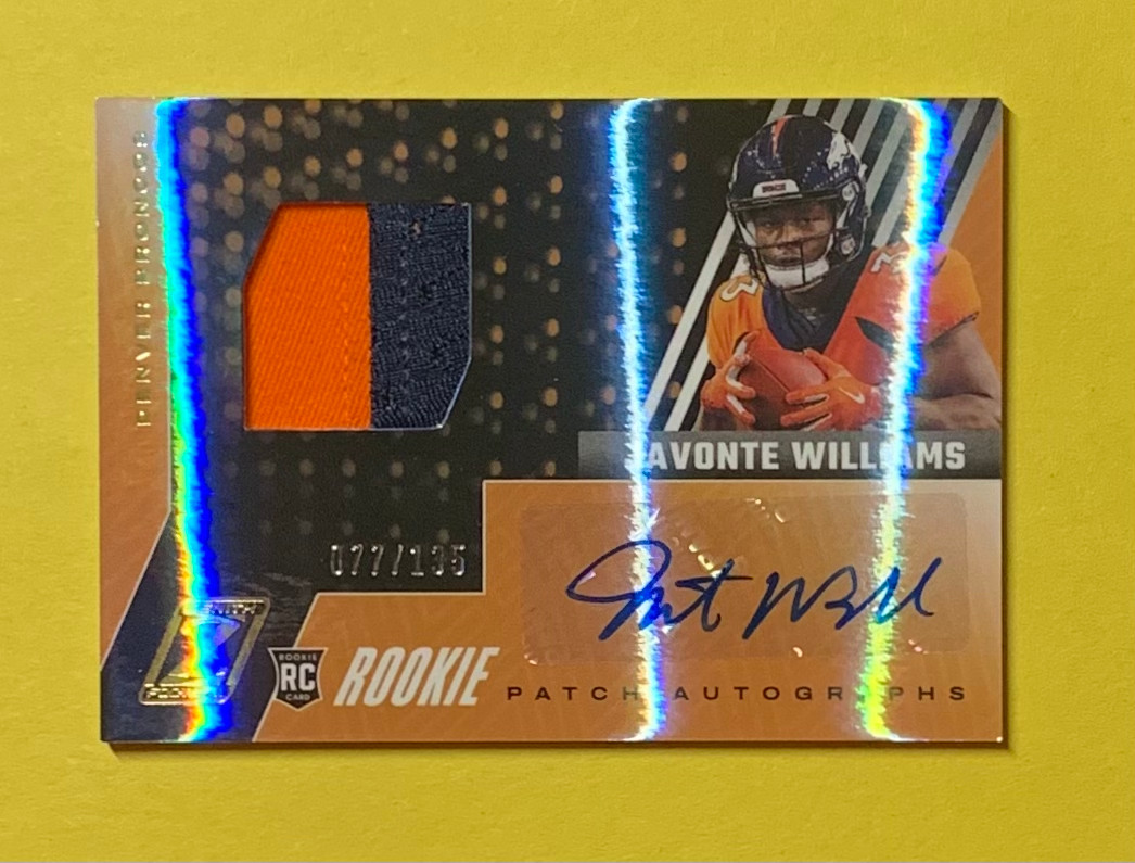 2021 PANINI ZENITH JAVONTE WILLIAMS ROOKIE PATCH AUTO /135 #105 BRONCOS COLLECTIBLE MEMORABILIA