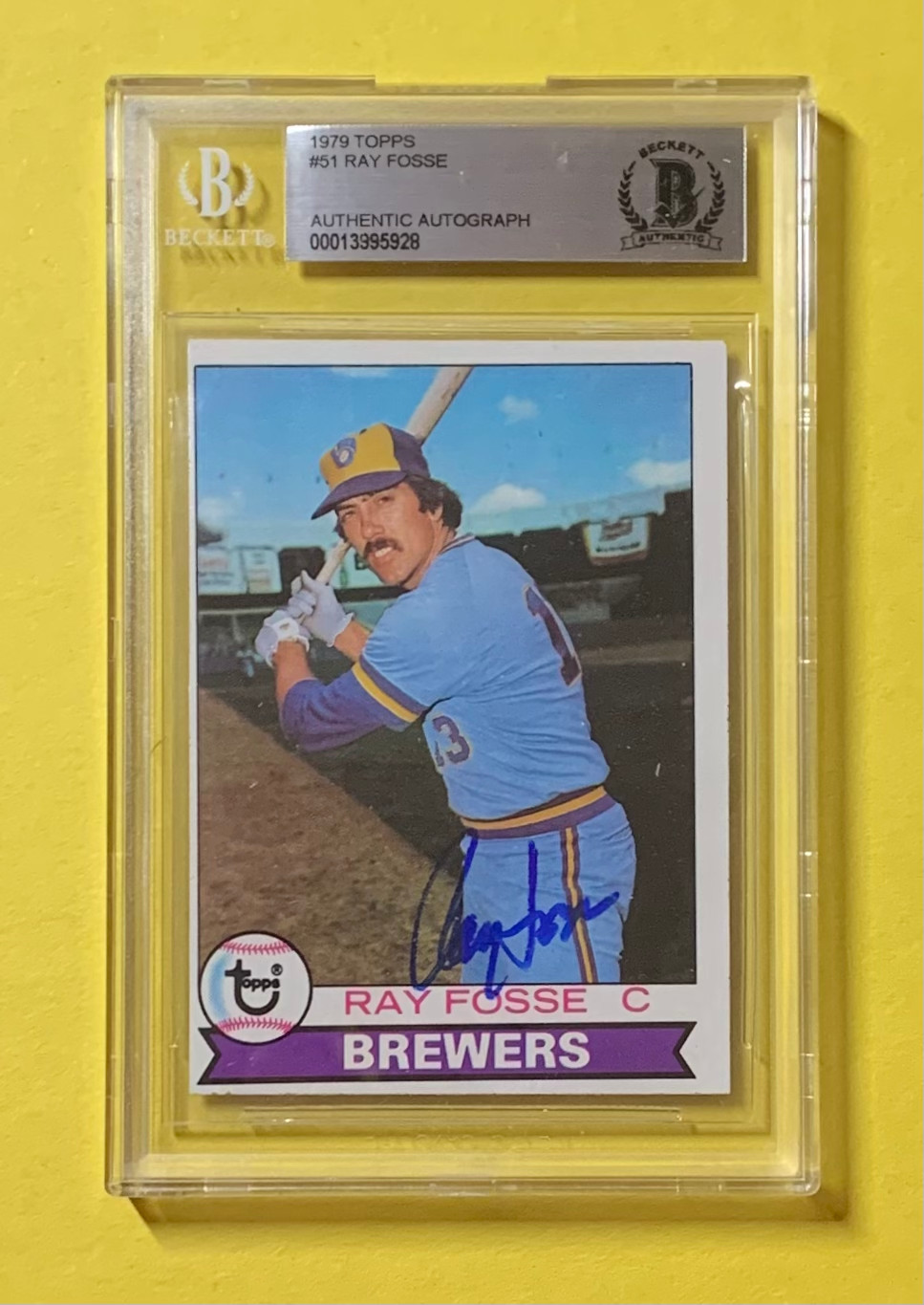 1979 TOPPS RAY FOSSE #51 AUTHENTIC AUTO BECKETT CERTIFIED BREWERS
