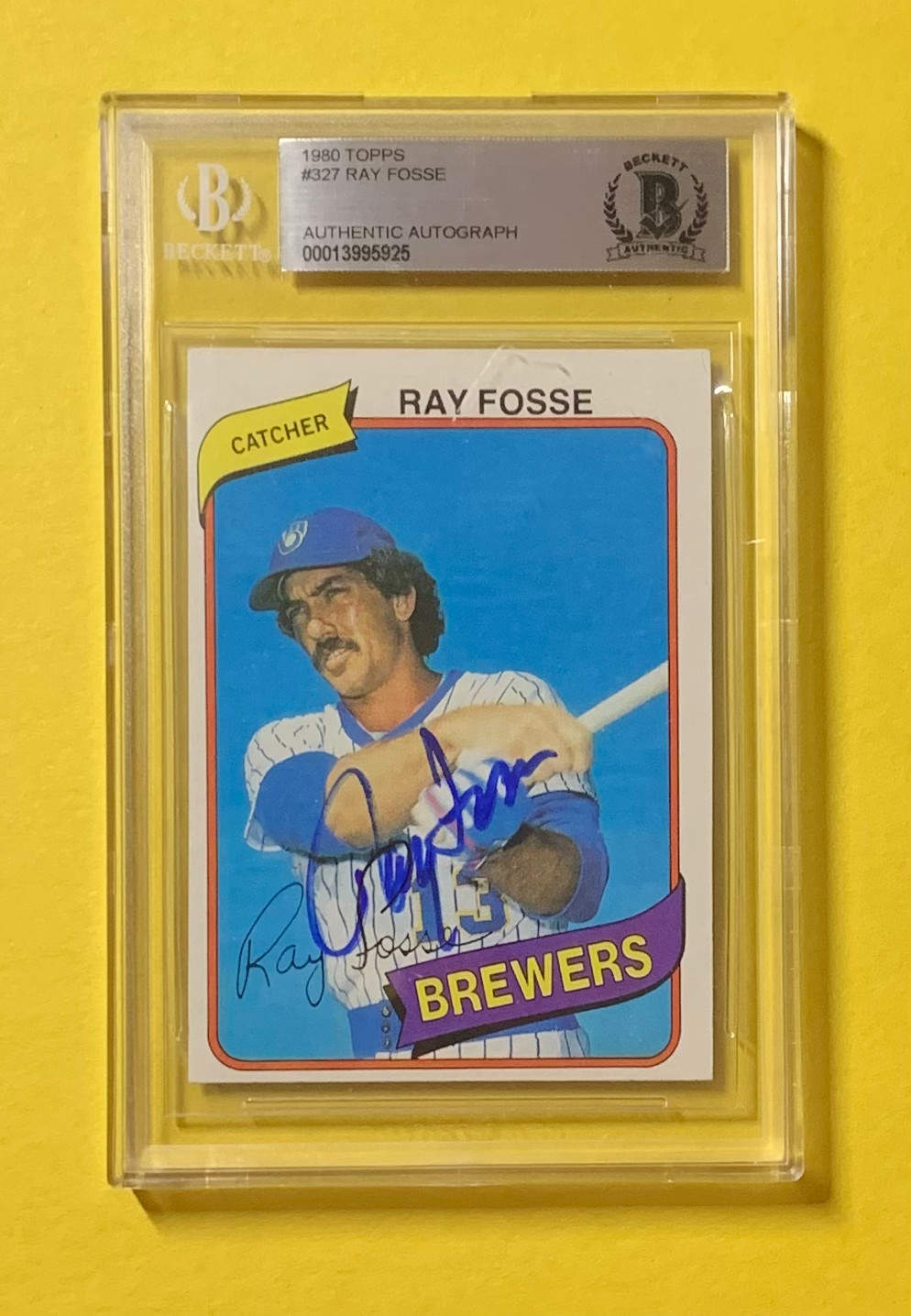 1980 TOPPS RAY FOSSE #327 AUTHENTIC AUTO BECKETT CERTIFIED BREWERS