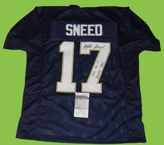 JAYLEN SNEED signed (NOTRE DAME FIGHTING IRISH) PLACT BLUE XL jersey JSA Witness