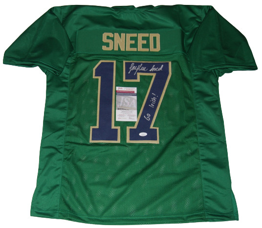 JAYLEN SNEED signed (NOTRE DAME FIGHTING IRISH) Go Irish Green XL jersey JSA