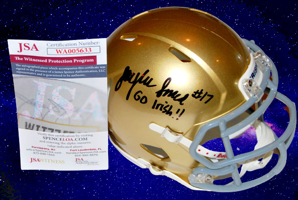 JAYLEN SNEED signed (NOTRE DAME FIGHTING IRISH) SPEED Go Irish! mini helmet JSA