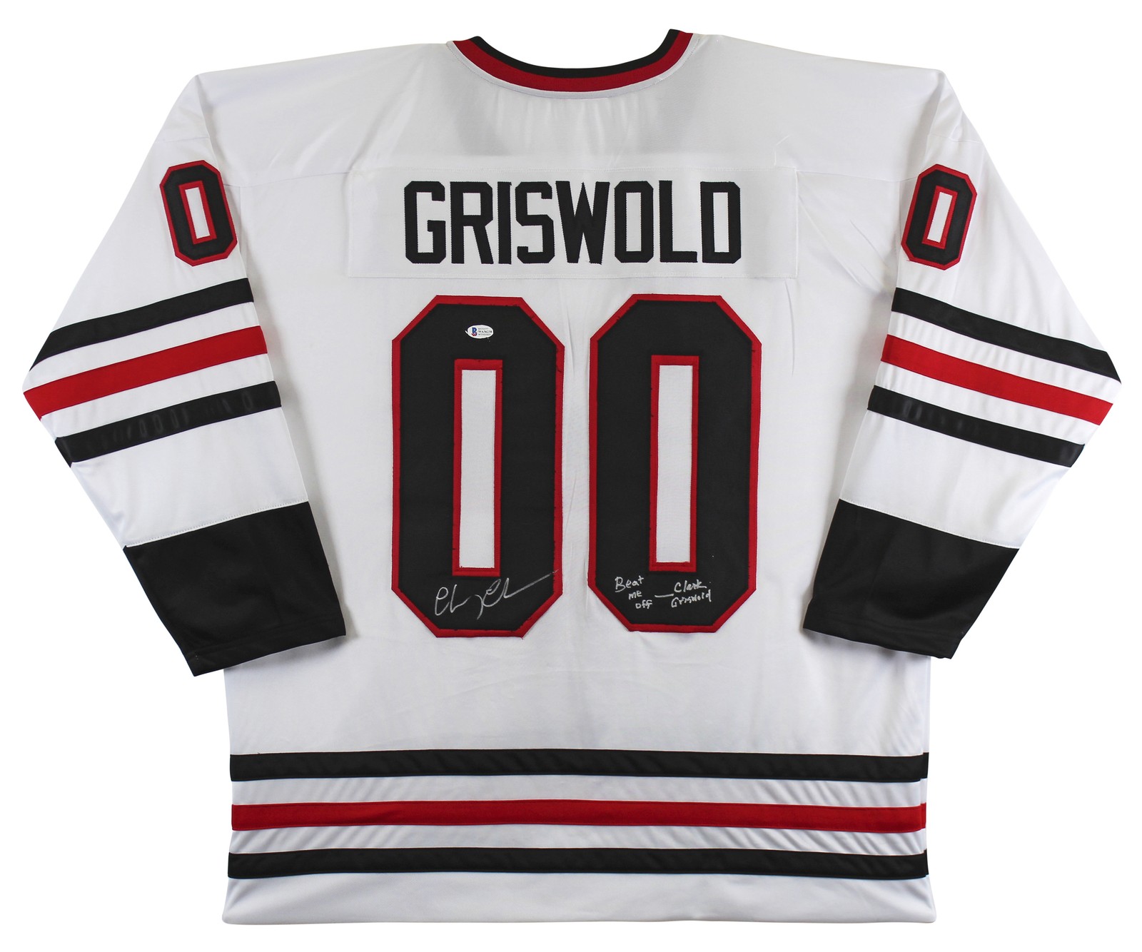Chevy Chase Beat me off - Clark Griswold Authentic Signed Hockey Jersey BAS Wit