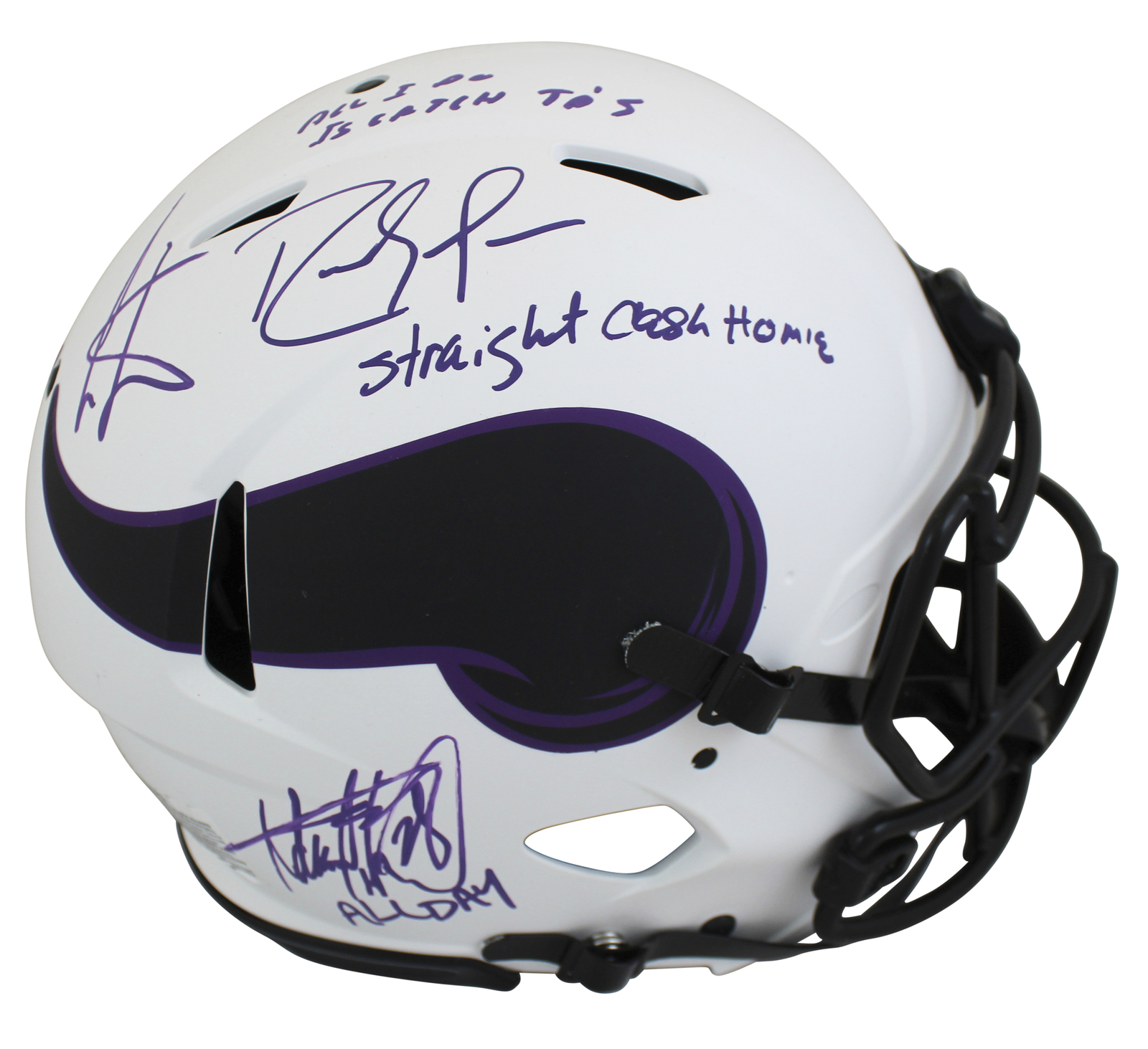 Vikings (3) Moss, Carter & Peterson Signed Lunar F/S Speed Proline Helmet BAS