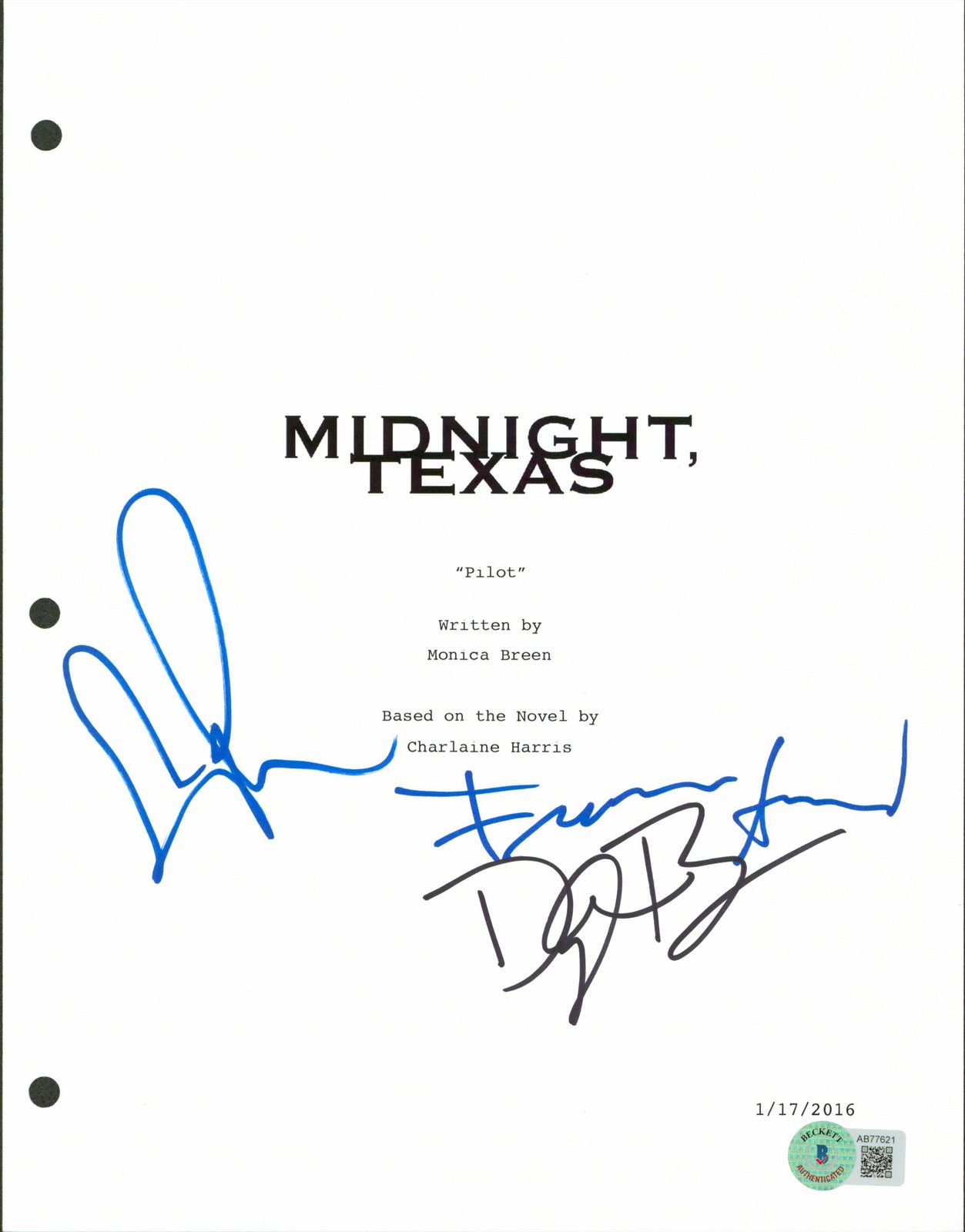 Midnight, Texas (3) Arnaud, Bruce & Ramos Signed Script Cover BAS #AB77621