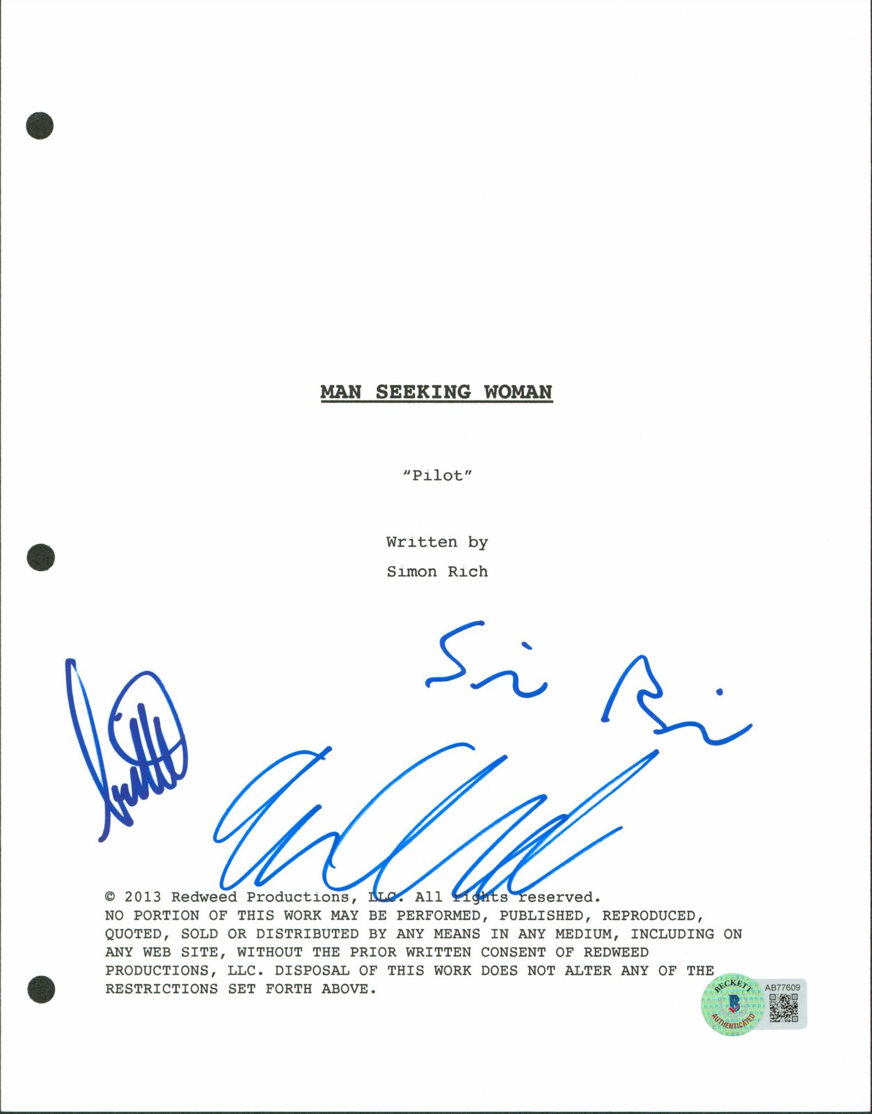 Man Seeking Woman (3) Lower, Andre & Rich Signed Script Cover BAS #AB77609