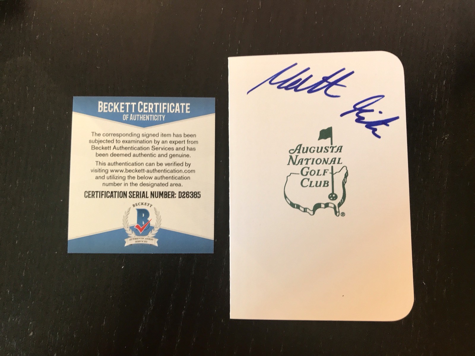 matthew fitzpatrick HAND SIGNED AUGUSTA NATIONAL MASTERS SCORECARD PGA
