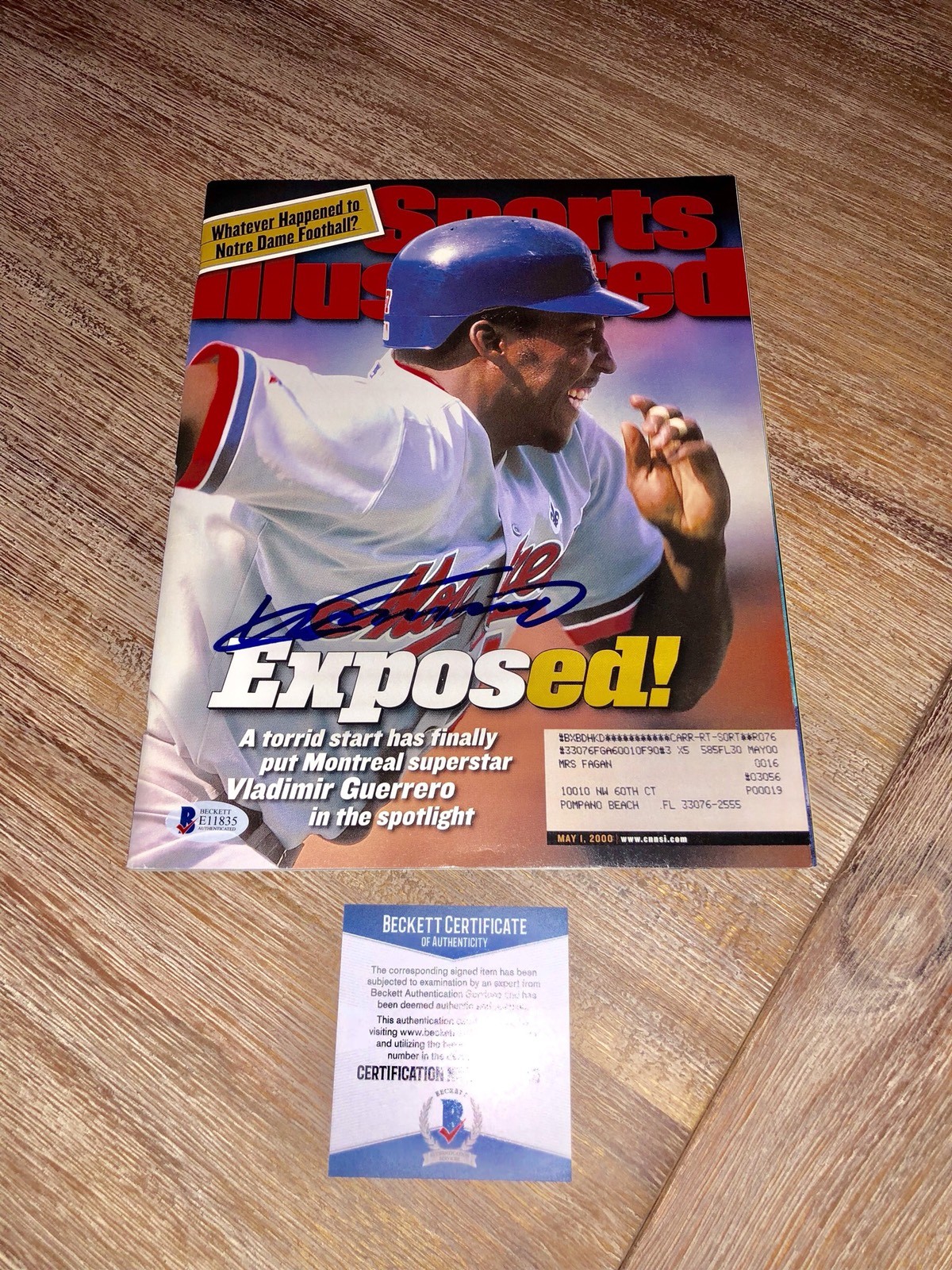 VLADAMIR GUERRERO SIGNED SPORTS ILLUSTRATED MAGAZINE ANGELS EXPOS BECKETT CERT