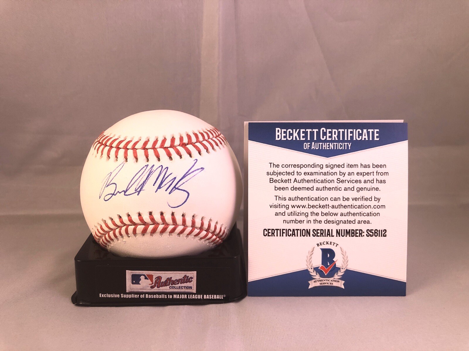 BRENDAN MCKAY HAND SIGNED OML BASEBALL TAMPA BAY RAYS BECKETT CERT