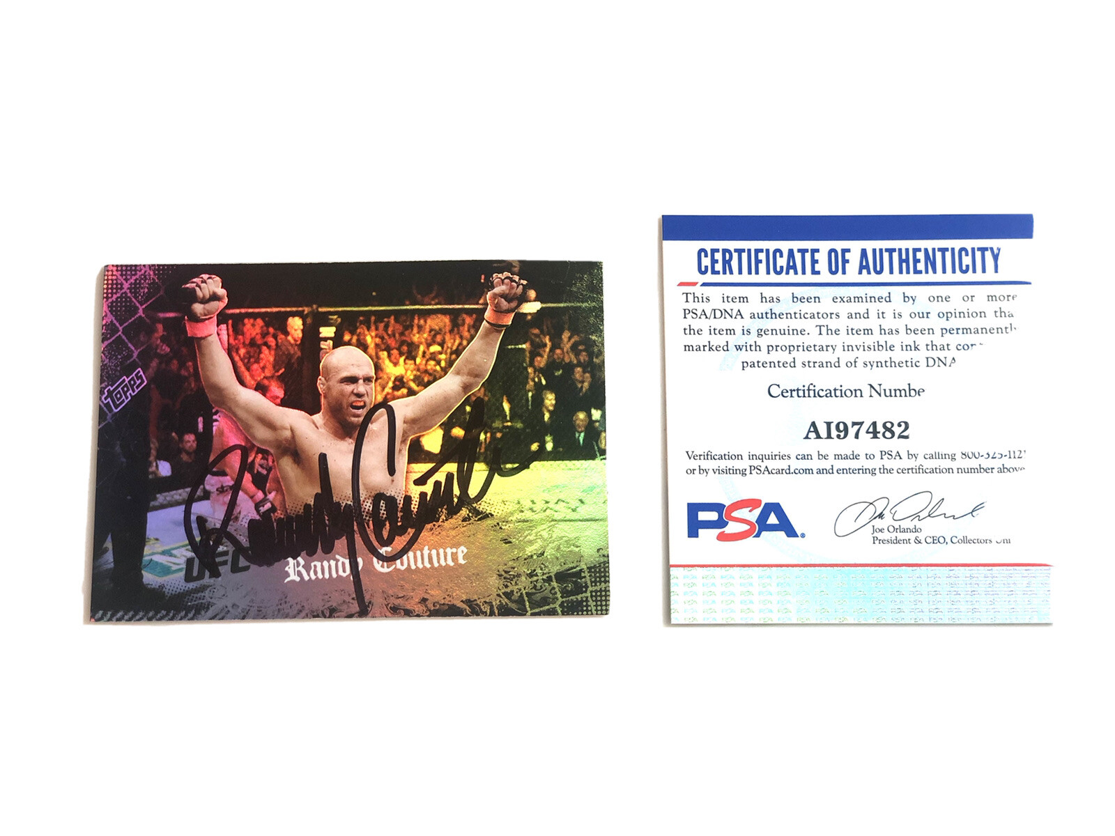 Randy Couture Hand Signed UFC Topps Trading Card PSA/DNA CERT