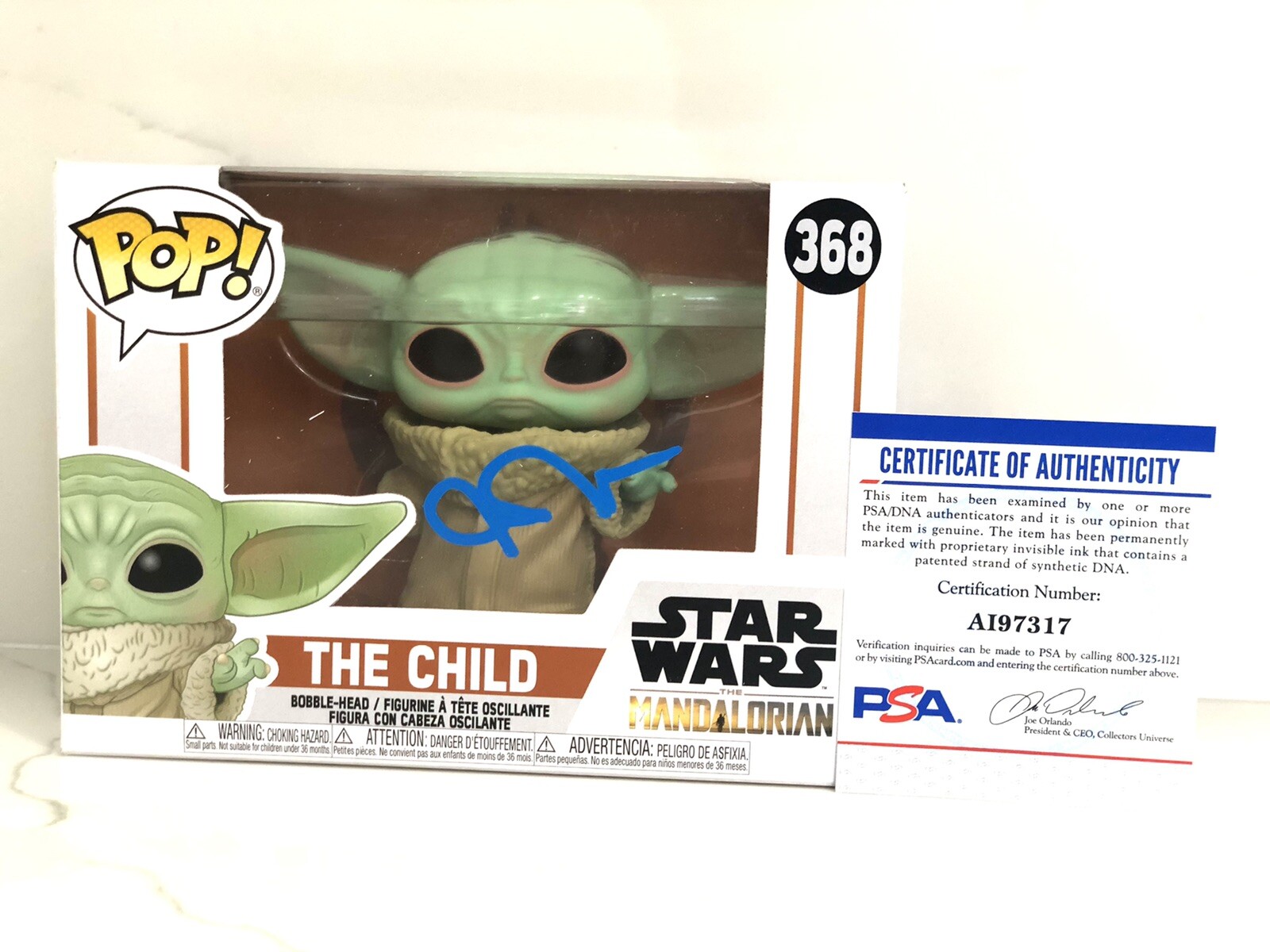 John Rosengrant signed Mandalorian The Child Funko Pop #405 Baby Yoda PSA DNA