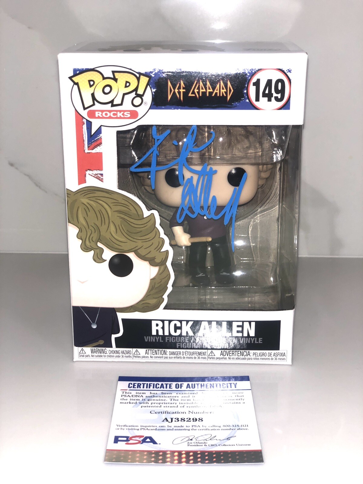 Rick Allen Hand Signed Funko Pop DEF LEPPARD PSA DNA CERT #2