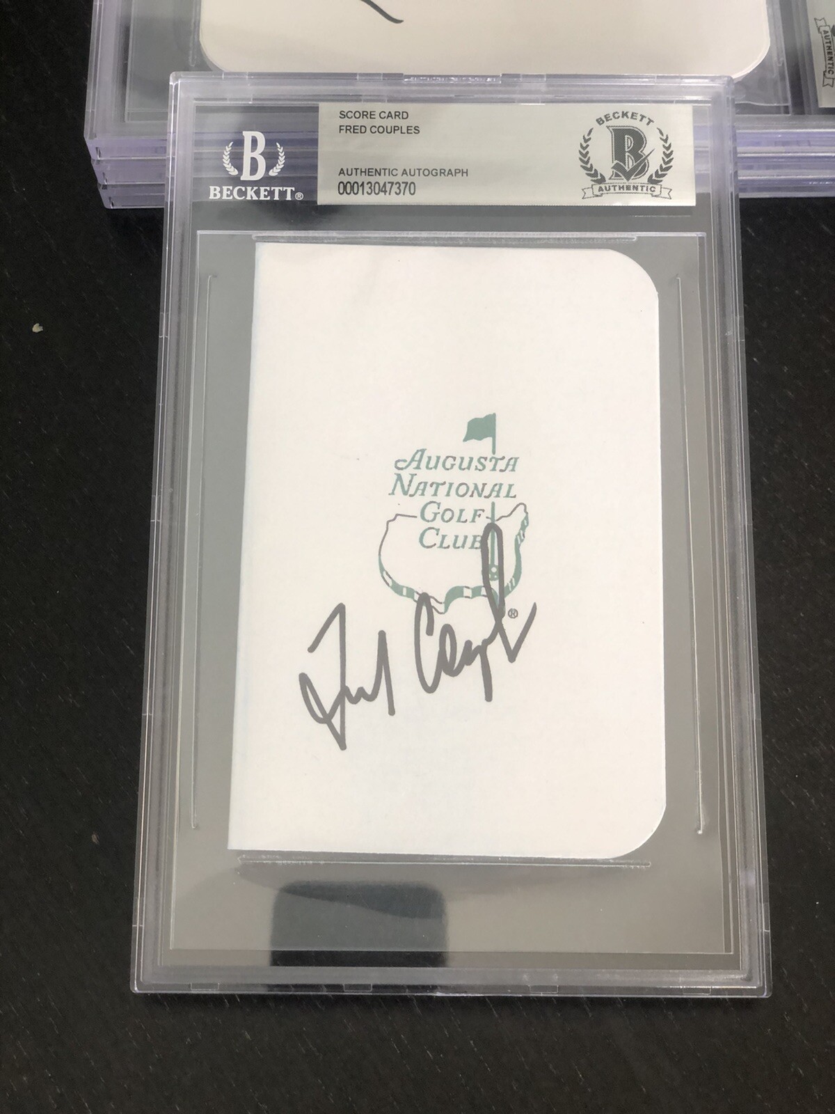 Fred Couples Hand Signed Masters Scorecard Slabbed Beckett BAS #2