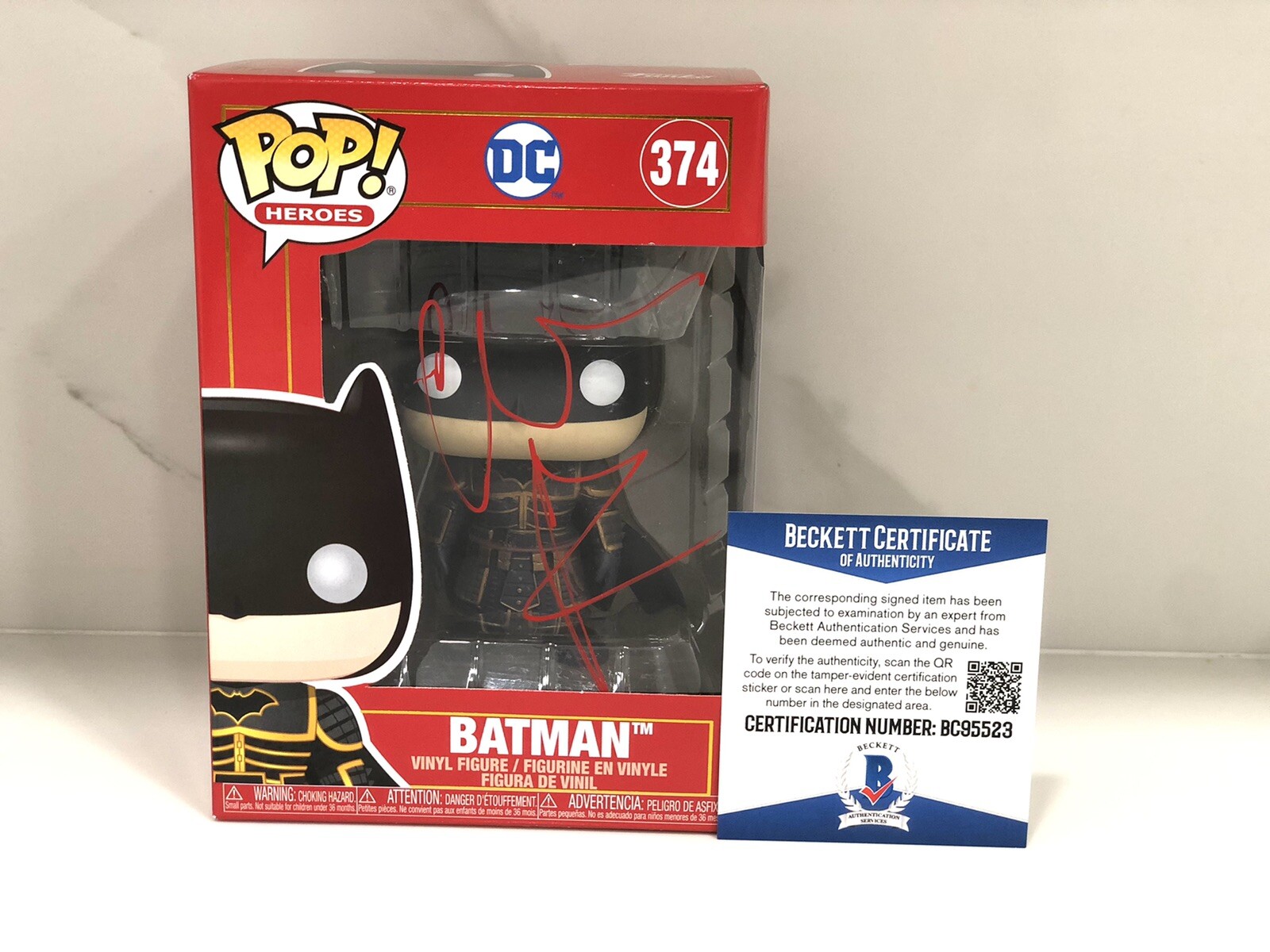 Christian Bale Hand Signed #374 Batman Funko Pop The Dark Knight Beckett Cert #2