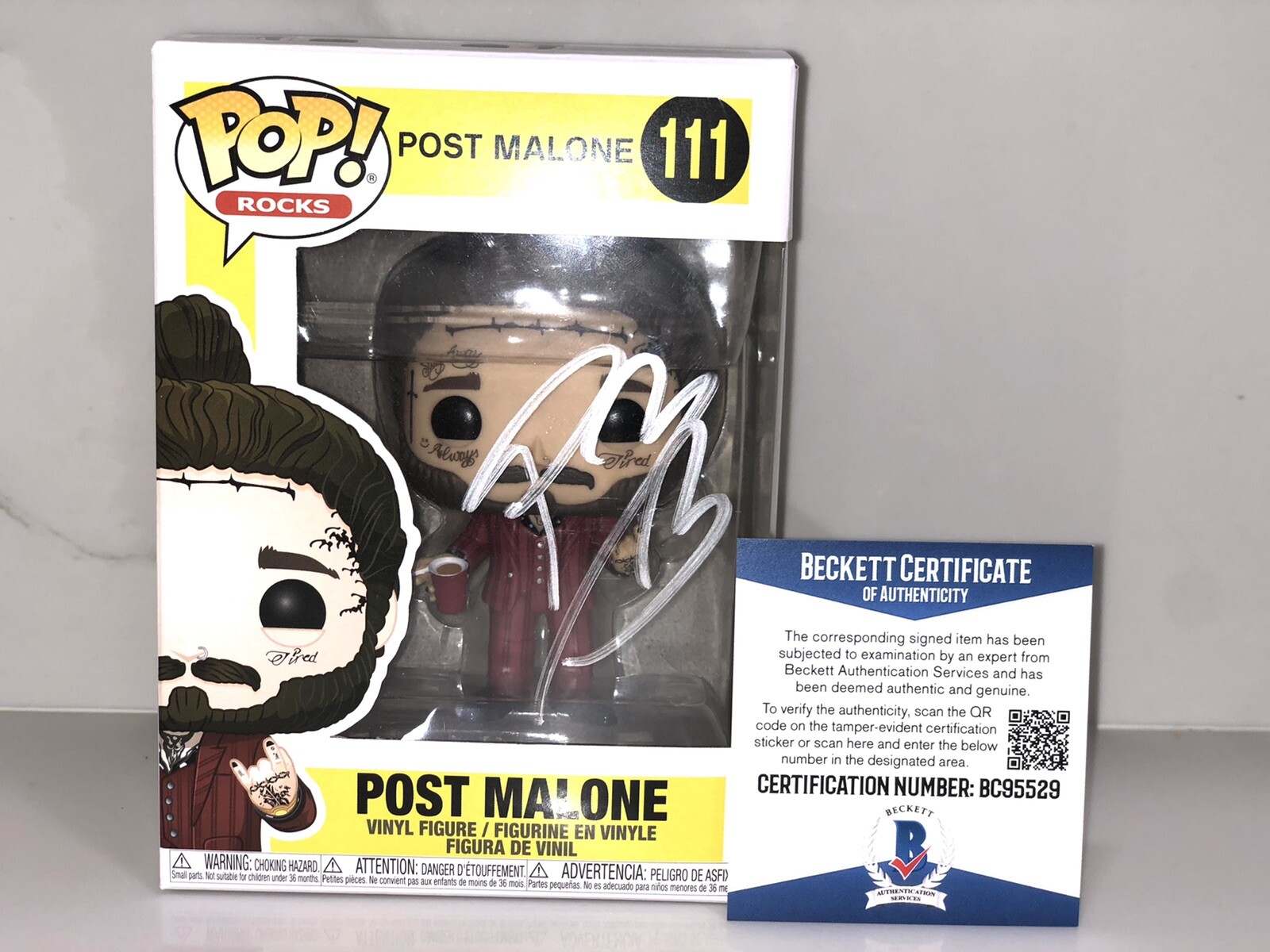 Post Malone Hand Signed Funko Pop #111 Beckett Cert