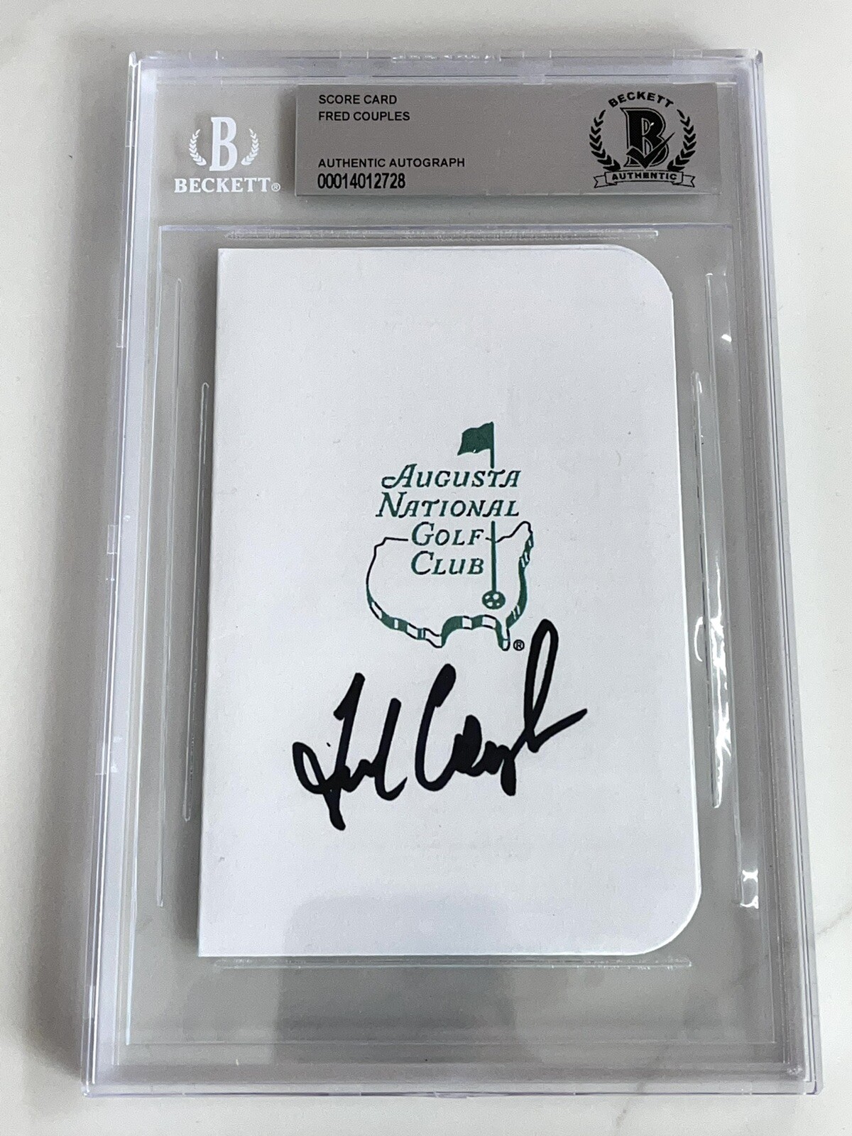 Fred Couples Hand Signed Masters Scorecard Slabbed PGA Golf Beckett BAS #5