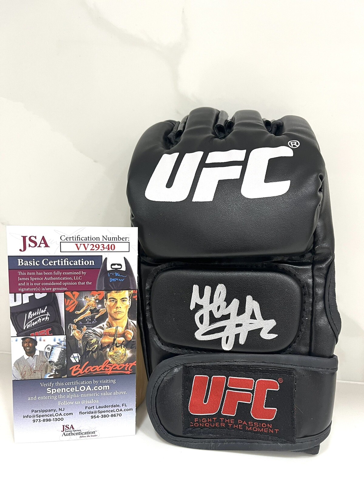 SAID NURMAGOMEDOV AUTOGRAPHED HAND SIGNED UFC GLOVE KHABIB PROOF JSA CERT #2
