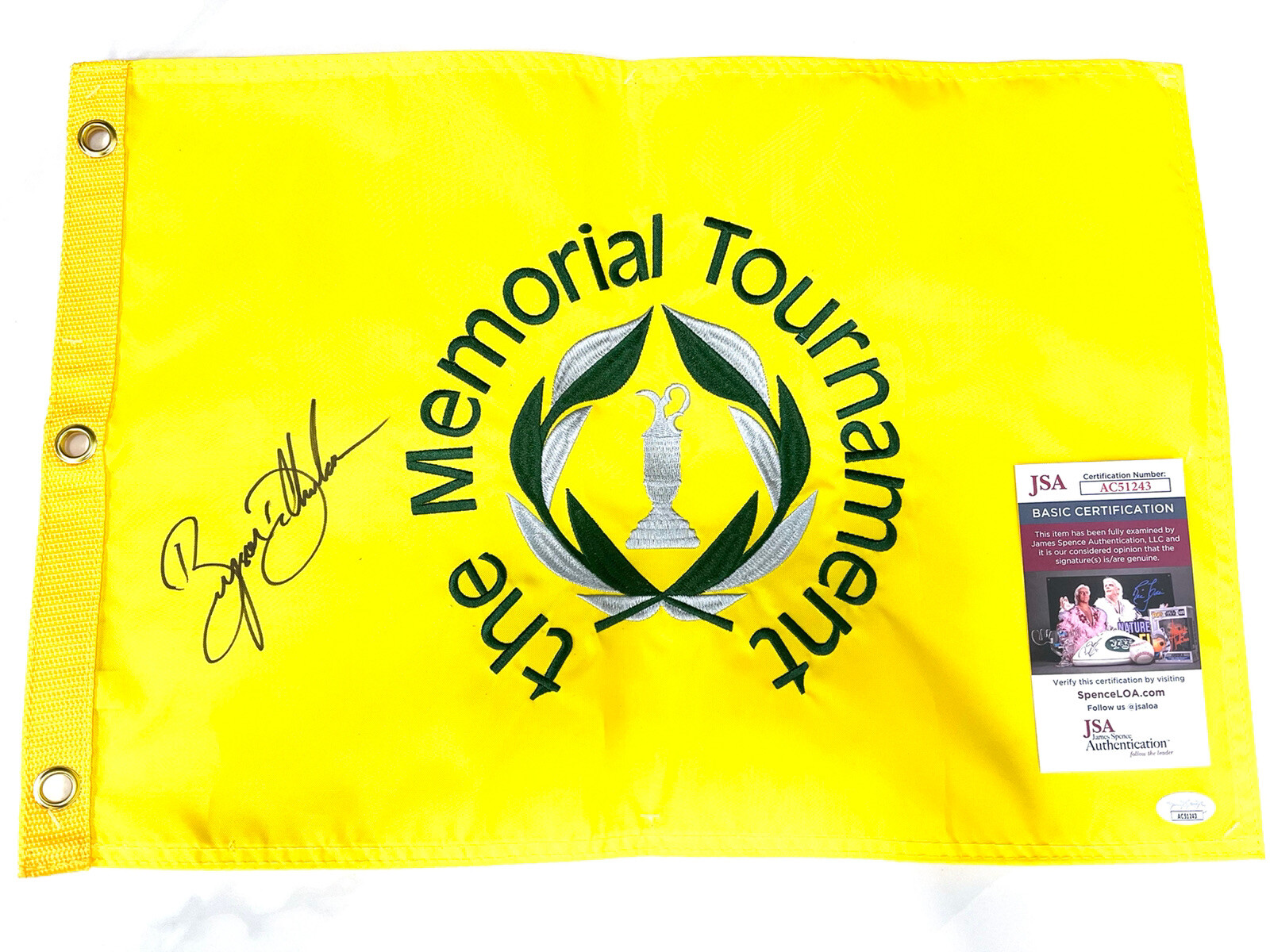 BRYSON DECHAMBEAU HAND SIGNED MEMORIAL GOLF FLAG PGA 2018 WINNER JSA CERT