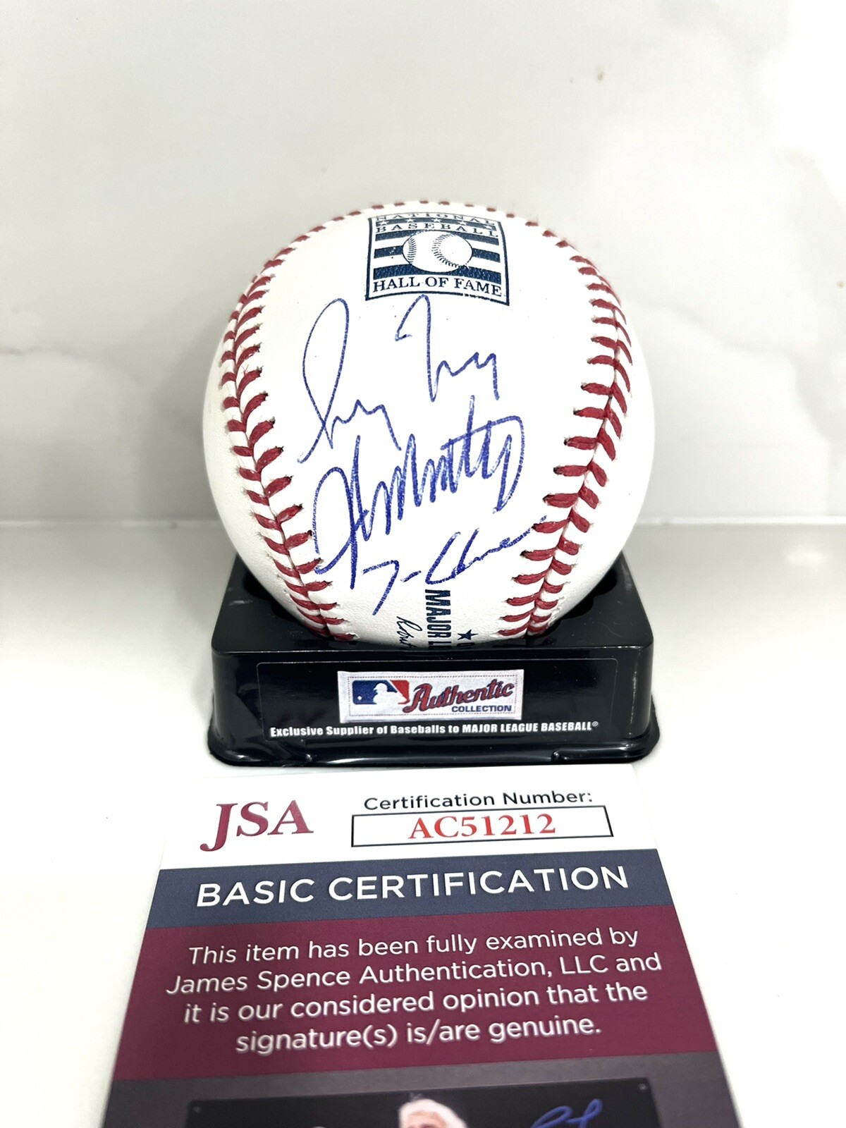 GREG MADDUX JOHN SMOLTZ TOM GLAVINE SIGNED HOF TRIPLE BASEBALL BRAVES JSA #1 COLLECTIBLE MEMORABILIA