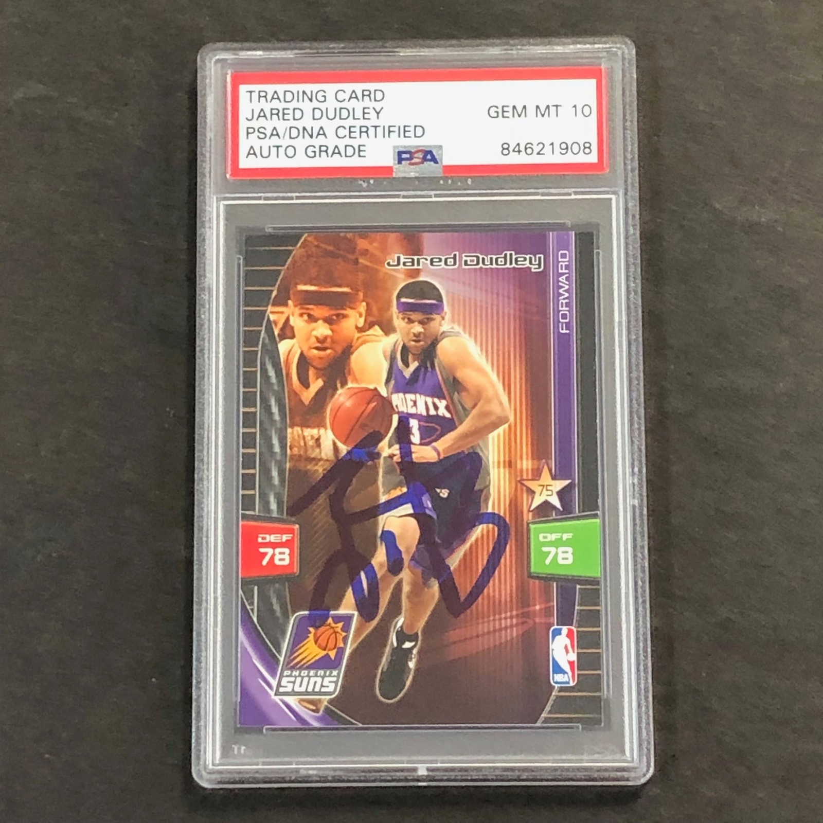 2009-10 Adrenalyn XL #79 Jared Dudley Signed Card AUTO 10 PSA Slabbed Suns