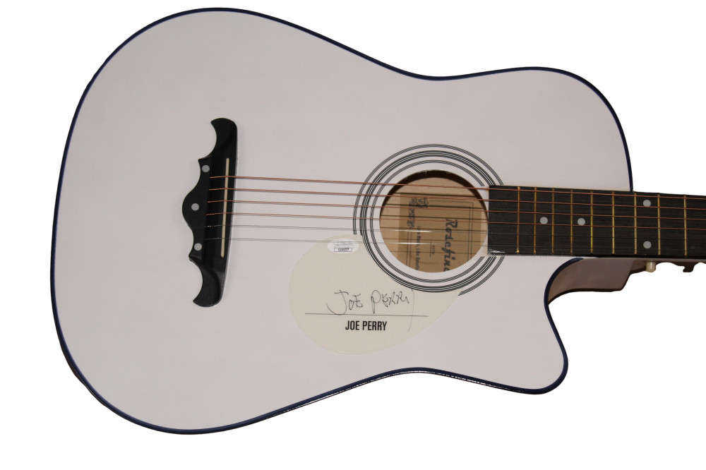 JOE PERRY SIGNED AUTOGRAPH FULL SIZE ACOUSTIC GUITAR - AEROSMITH LEGEND JSA COA