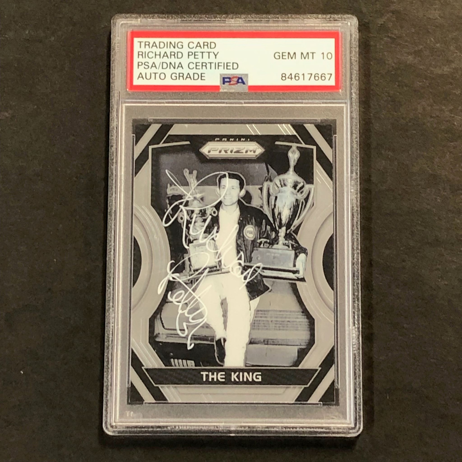 2017 PANINI PRIZM THE KING #47 RICHARD PETTY SIGNED CARD AUTO 10 PSA SLABBED NAS COLLECTIBLE MEMORABILIA