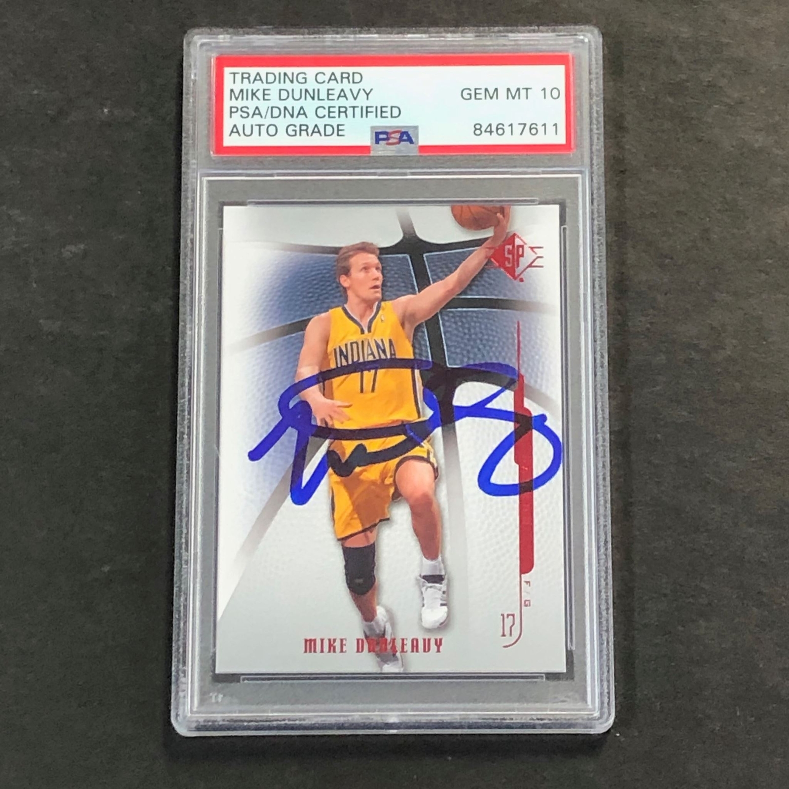 2008-09 UPPER DECK #17 MIKE DUNLEAVY SIGNED CARD AUTO 10 PSA/DNA SLABBED PACERS COLLECTIBLE MEMORABILIA