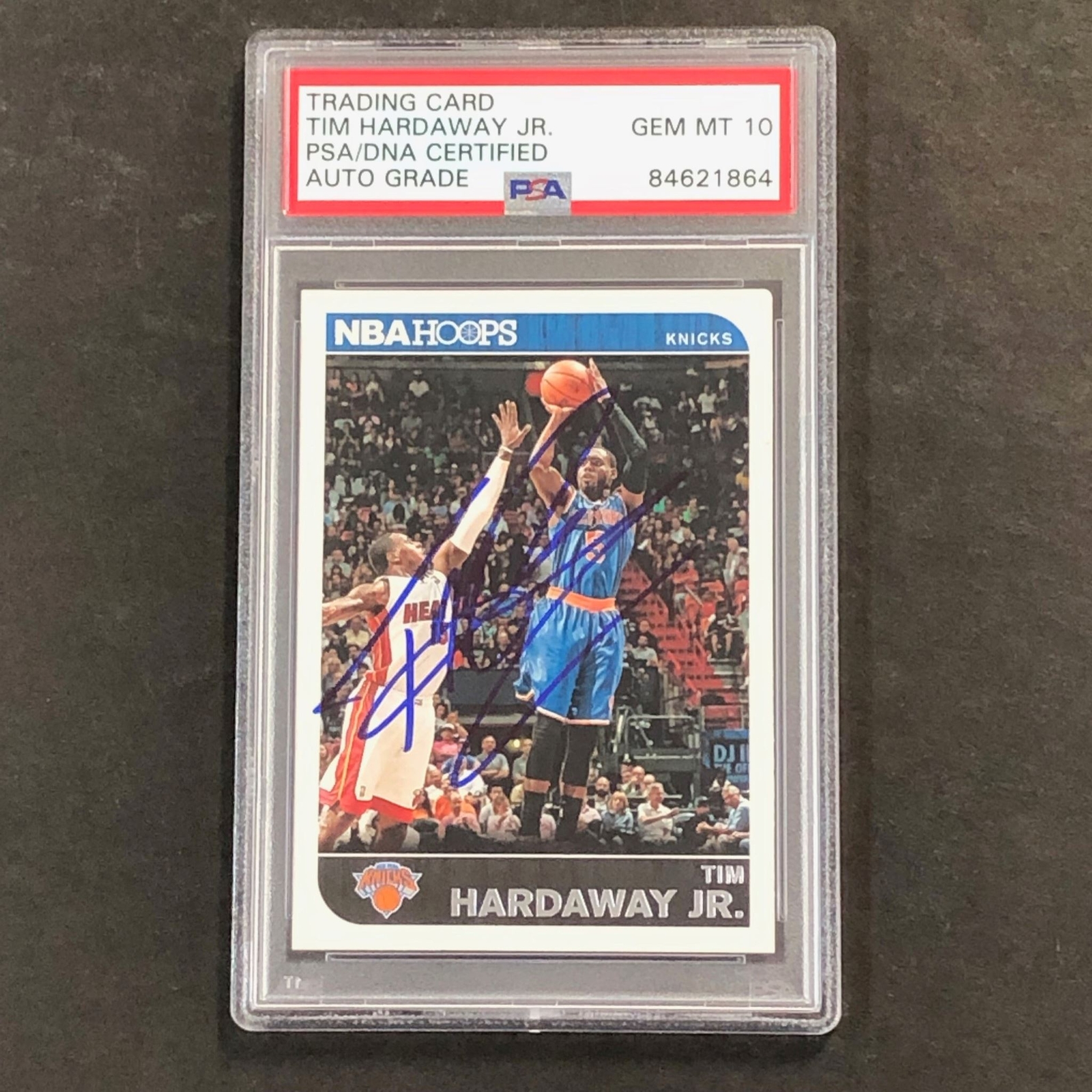 2014-15 NBA HOOPS #12 TIM HARDAWAY JR. SIGNED CARD AUTO 10 PSA SLABBED KNICKS COLLECTIBLE MEMORABILIA