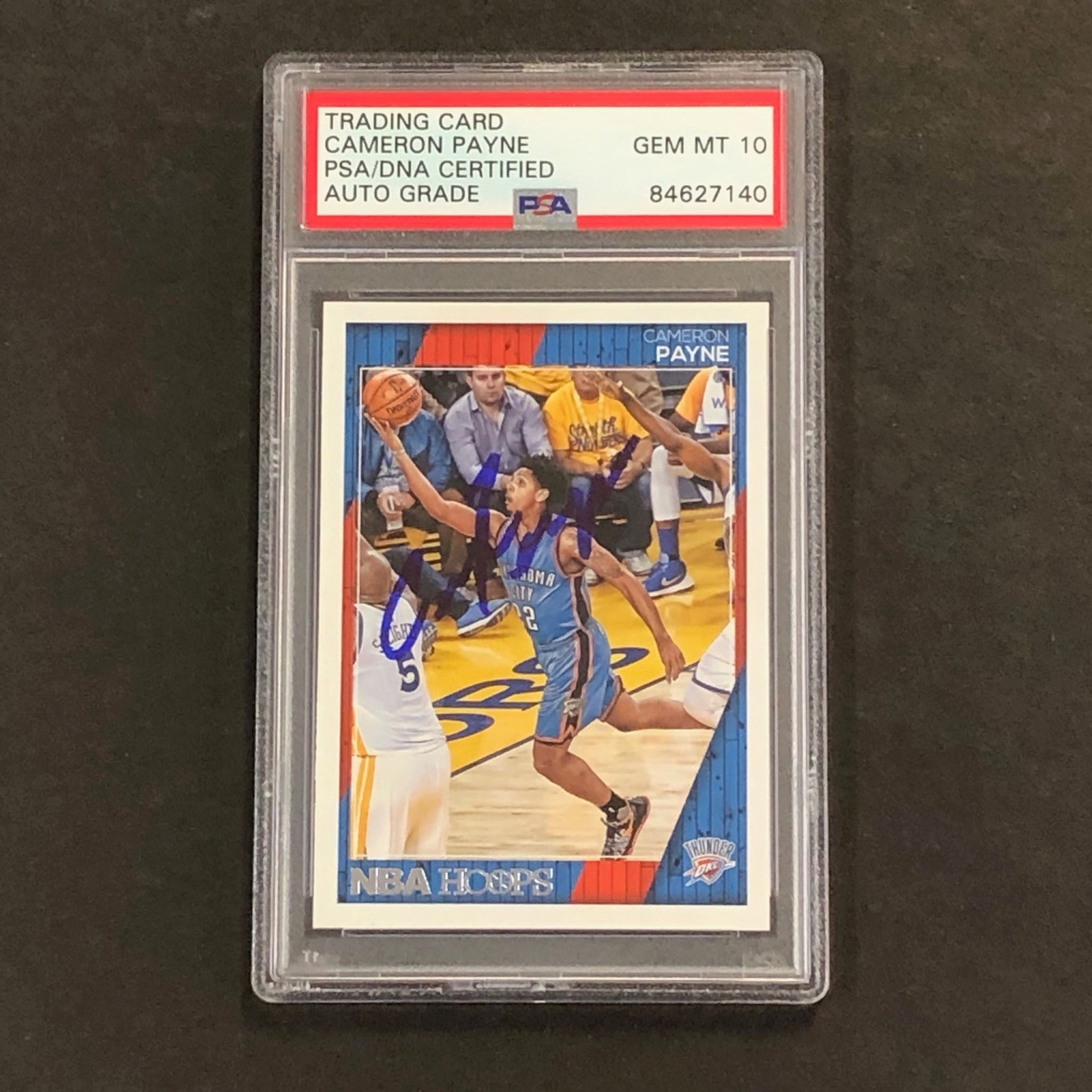 2016-17 NBA HOOPS #135 CAMERON PAYNE SIGNED CARD AUTO 10 PSA/DNA SLABBED THUNDER COLLECTIBLE MEMORABILIA