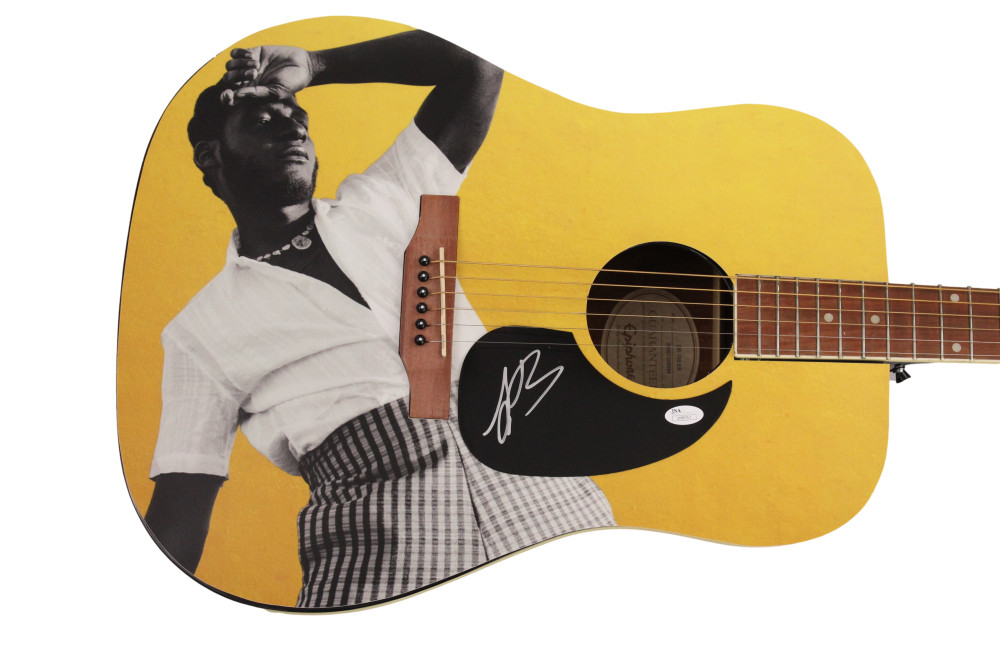 LEON BRIDGES SIGNED AUTOGRAPH CUSTOM 1/1 GIBSON EPIPHONE ACOUSTIC GUITAR JSA COA COLLECTIBLE MEMORABILIA