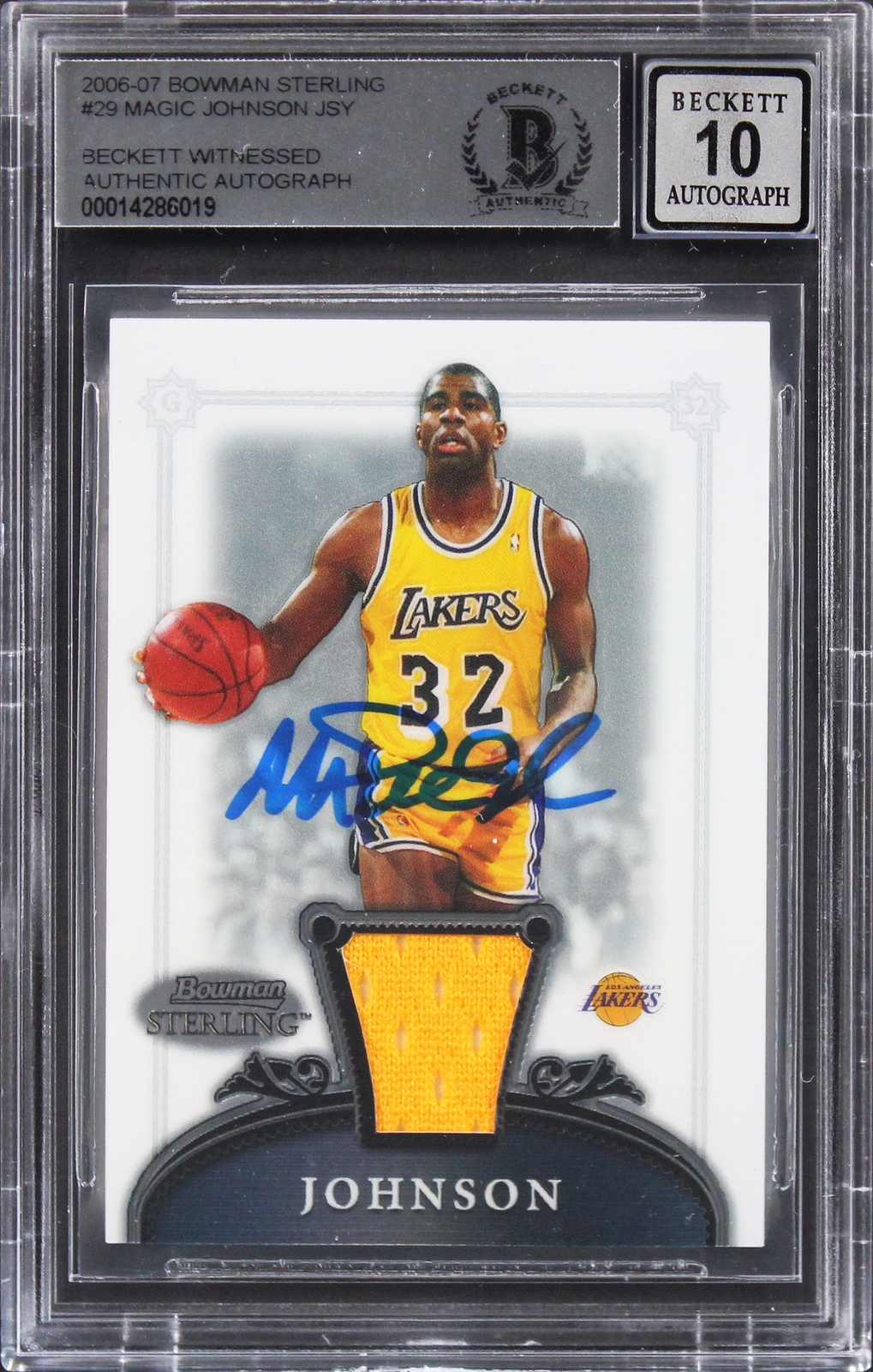 LAKERS MAGIC JOHNSON SIGNED 2006 BOWMAN STERLING #29 CARD AUTO 10! BAS SLABBED 2 COLLECTIBLE MEMORABILIA