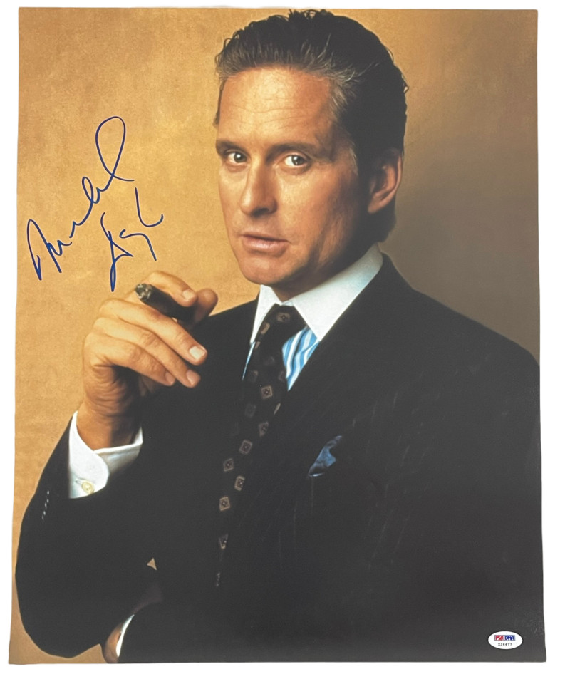 MICHAEL DOUGLAS SIGNED 16X20 PHOTO WALL STREET AUTHENTIC AUTOGRAPH PSA DNA COA 1